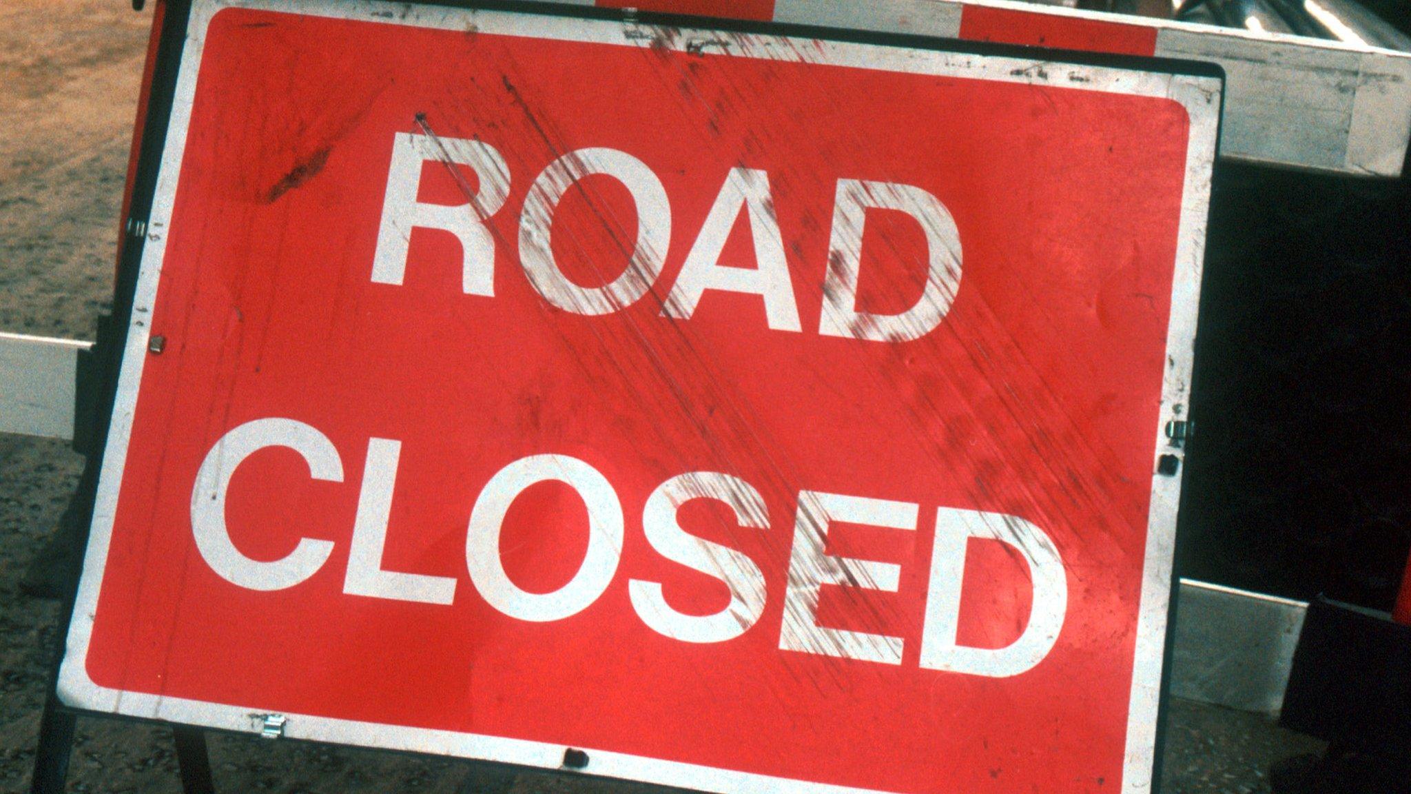 Road closed sign