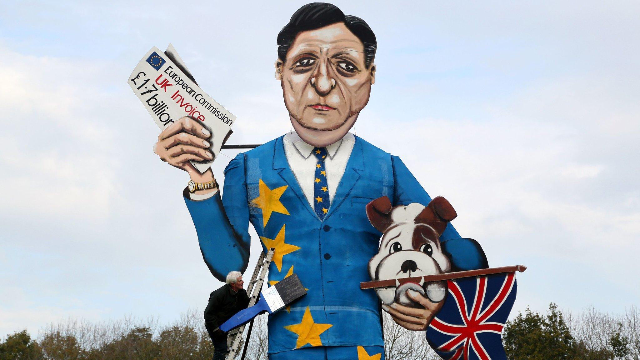 Effigy of outgoing president of the European Commission Jose Manuel Barroso