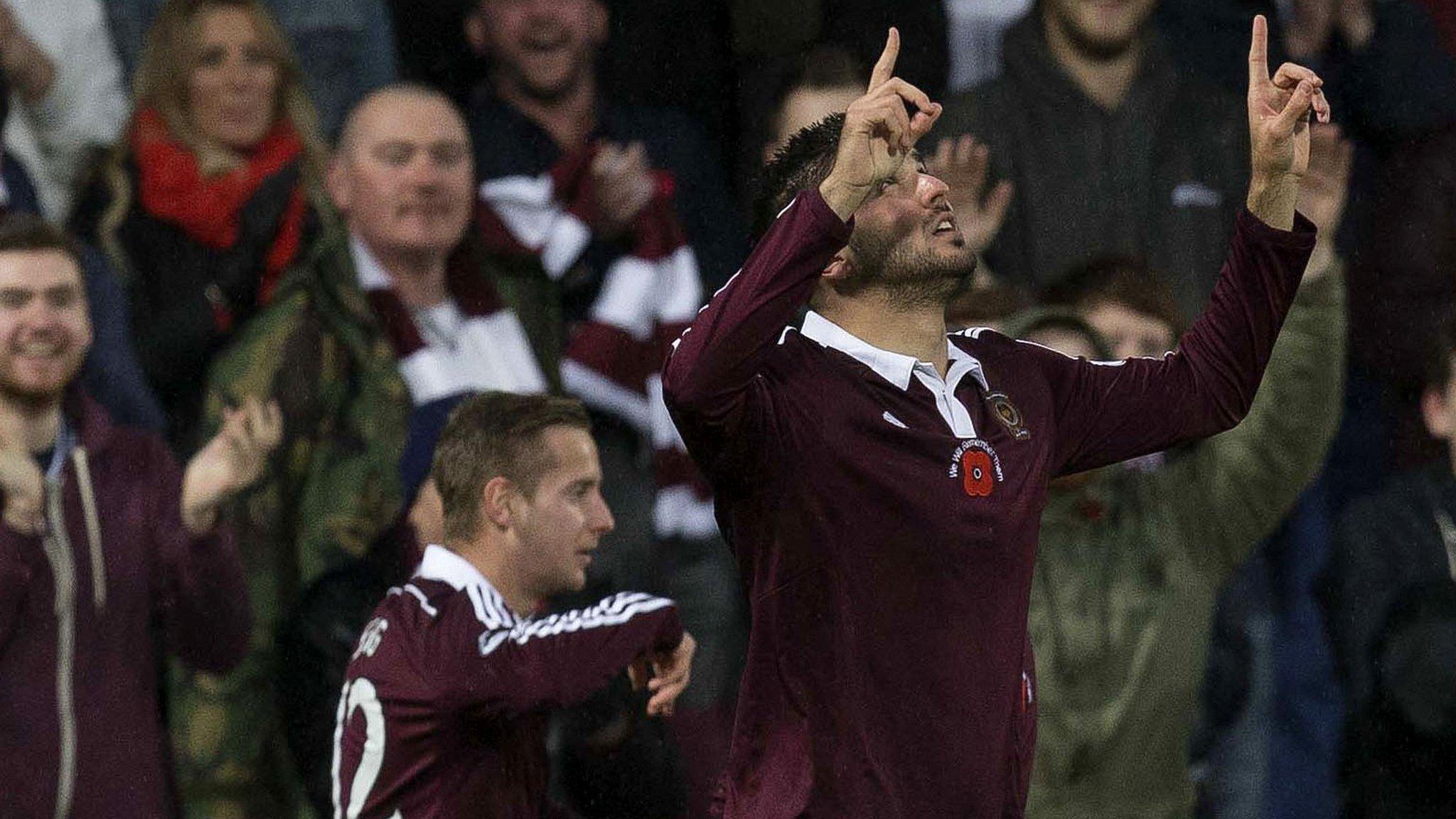 Hearts players celebrating