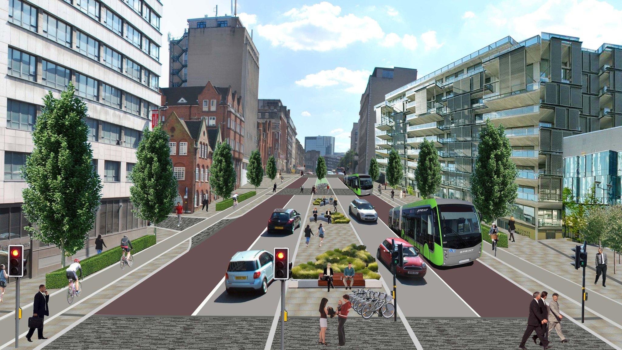 Artist's impression of the planned redevelopment of Great Charles Street, Birmingham