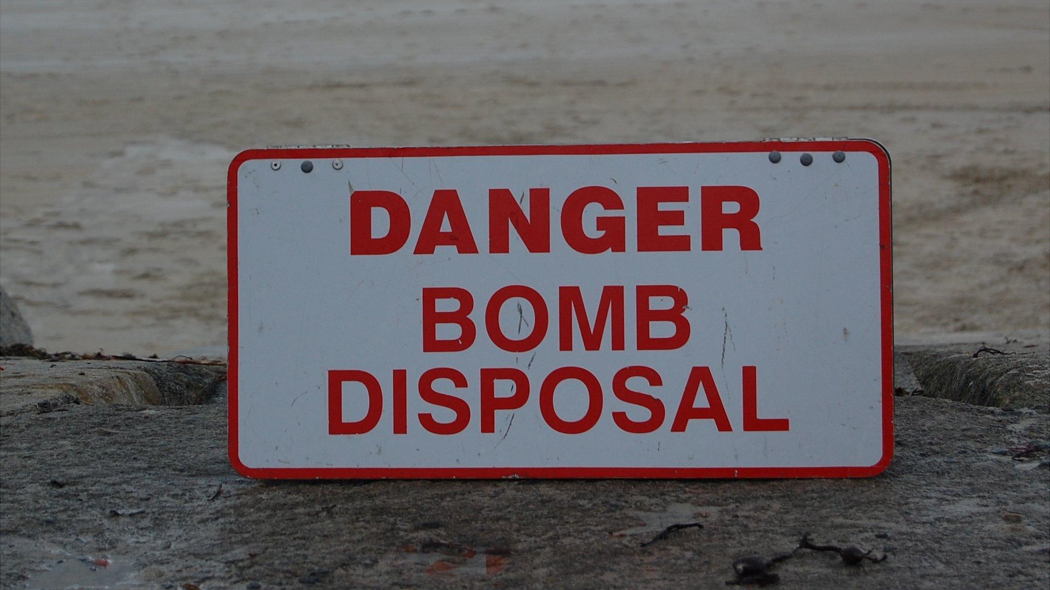 Bomb disposal sign in Guernsey