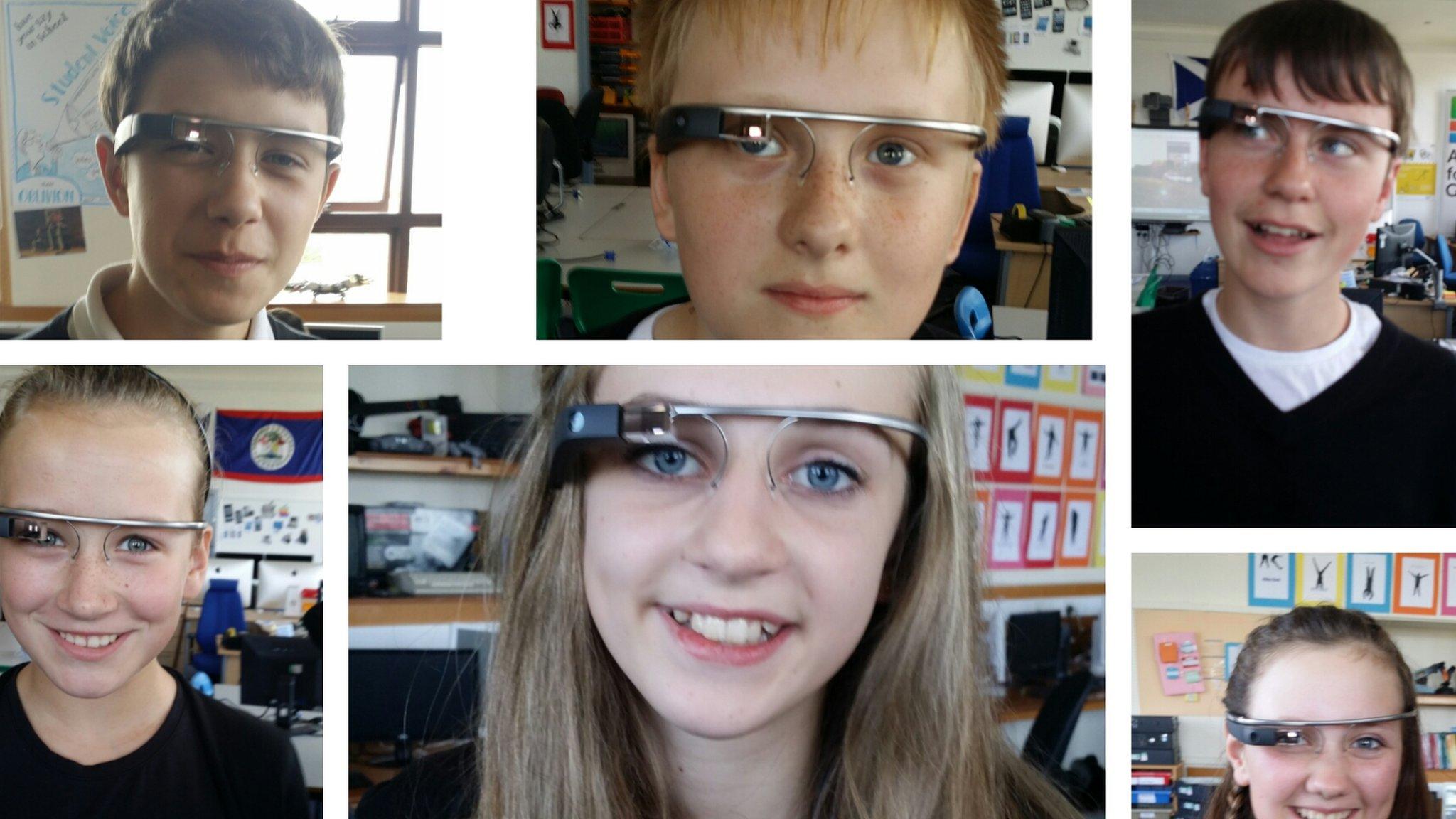 Wick High School pupils wearing Google Glass