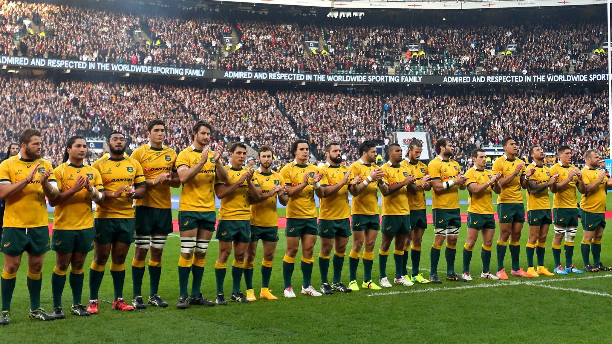 Australian rugby team's observe a minutes applause at Twickenham