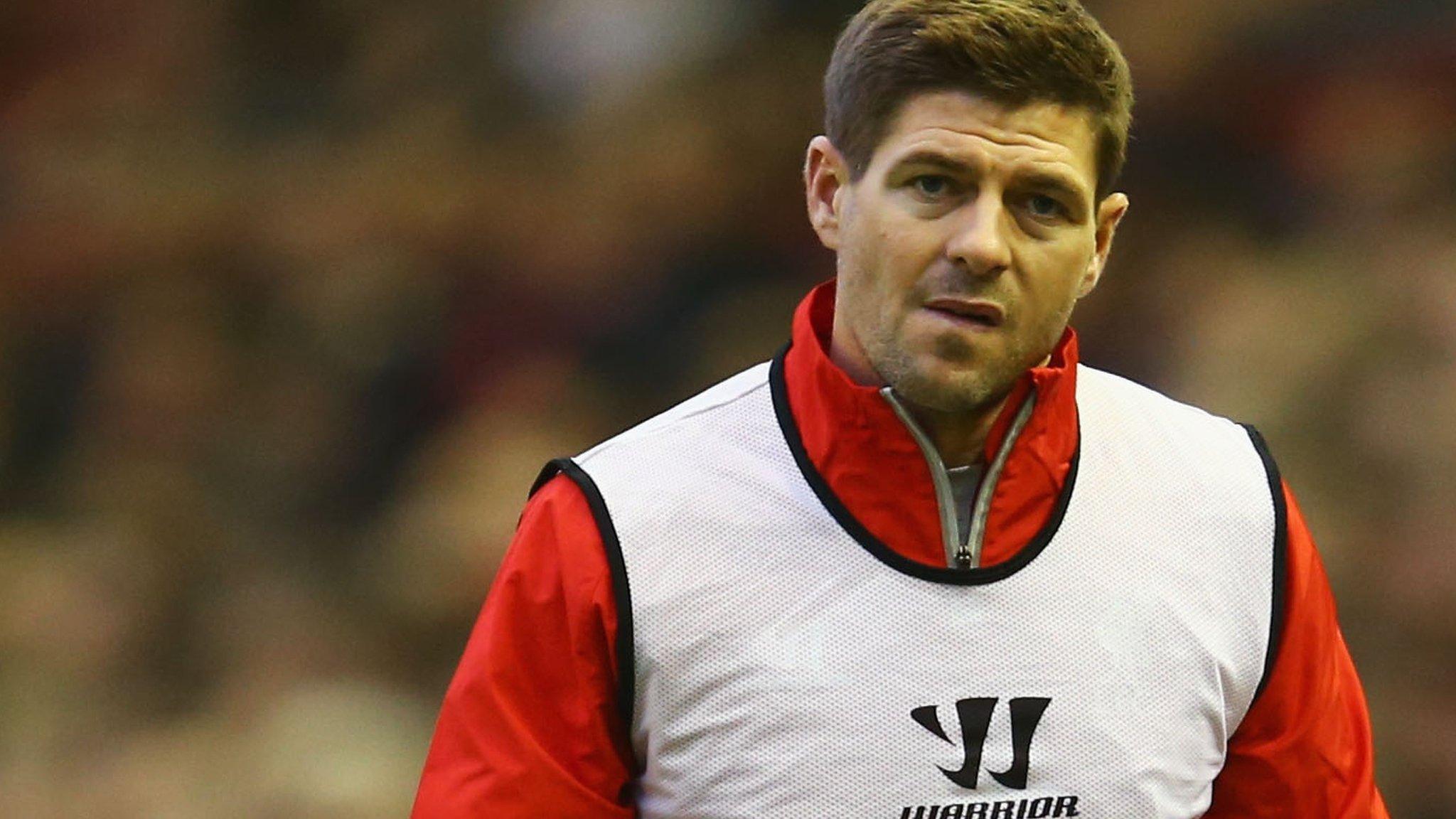 Steven Gerrard on the substitutes bench against Stoke