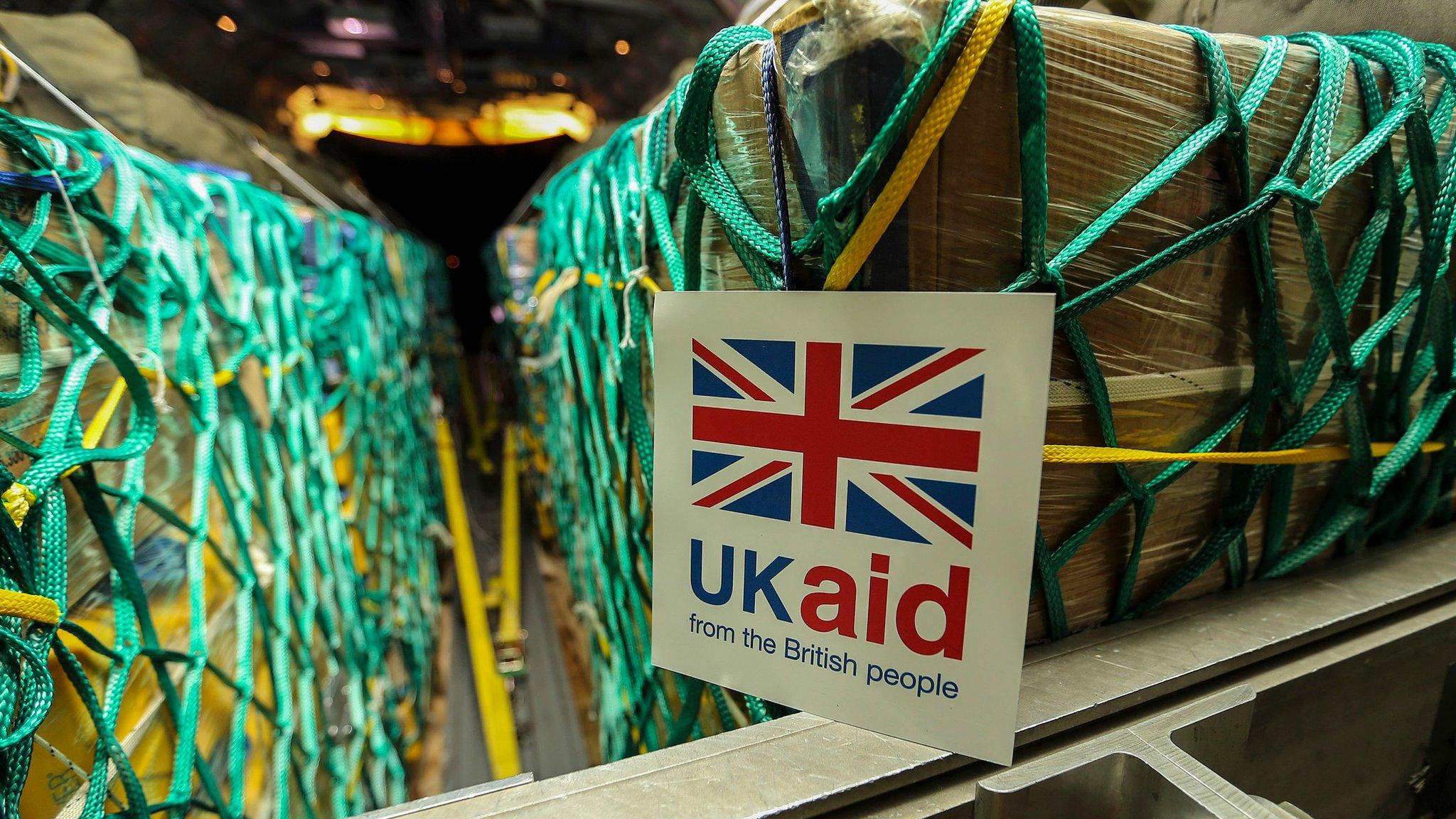 British humanitarian aid being loaded onto a RAF Hercules C130 at RAF Brize Norton for Iraq