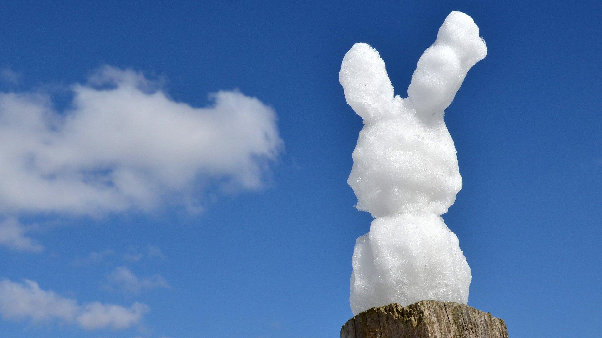 A bunny made of snow