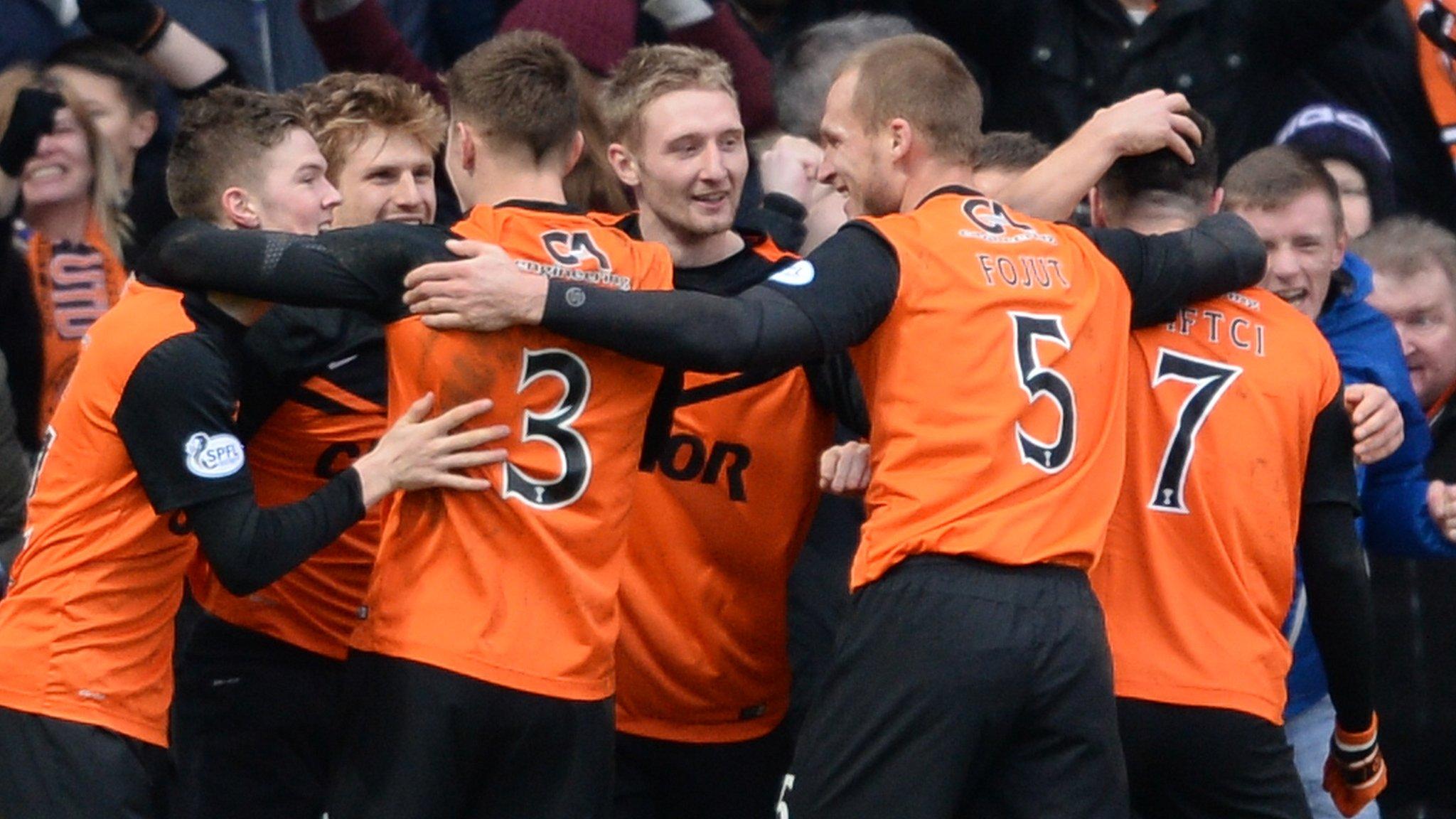 Dundee United players celebrating