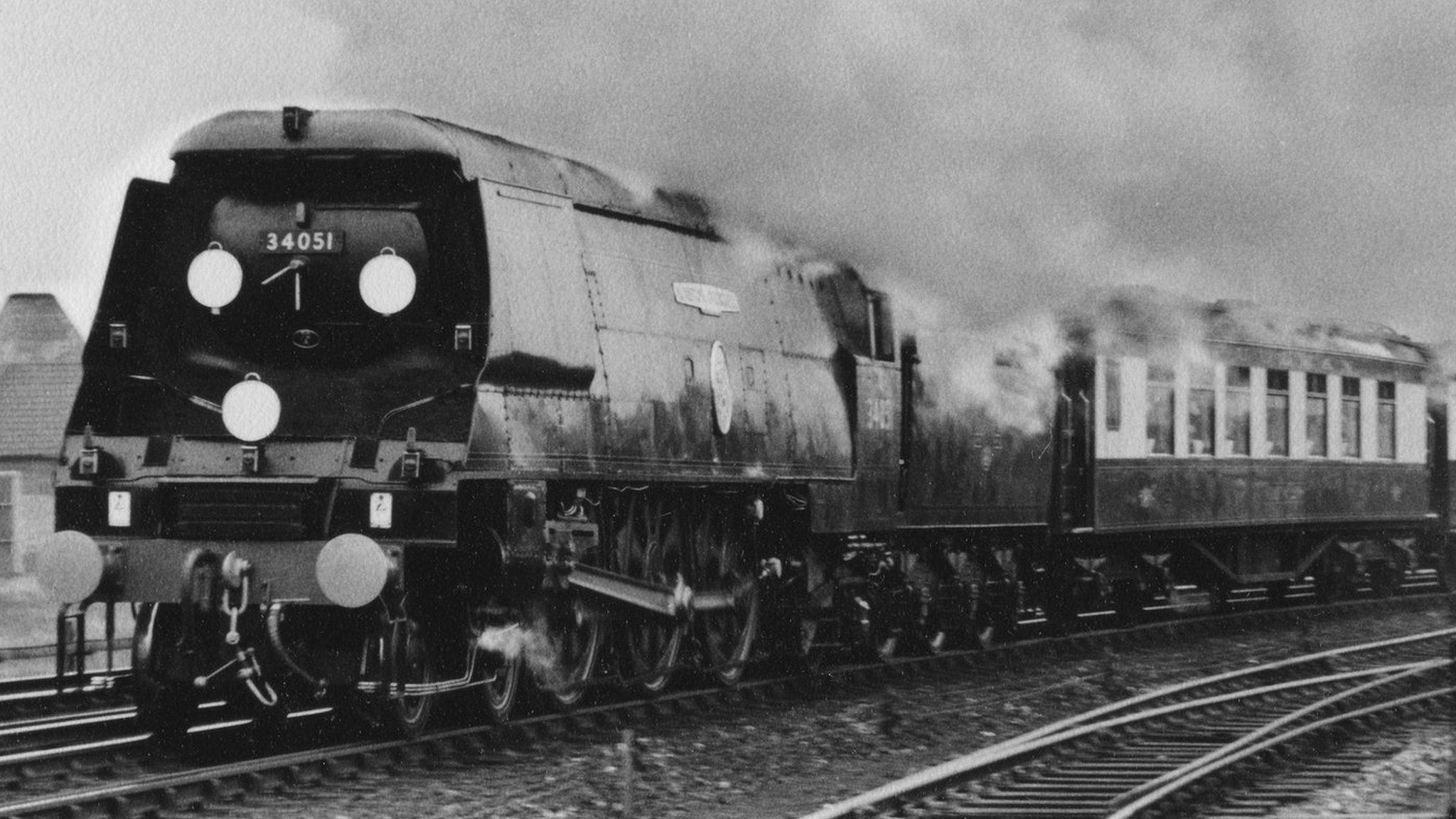 Funeral train of Sir Winston Churchill passing Staines