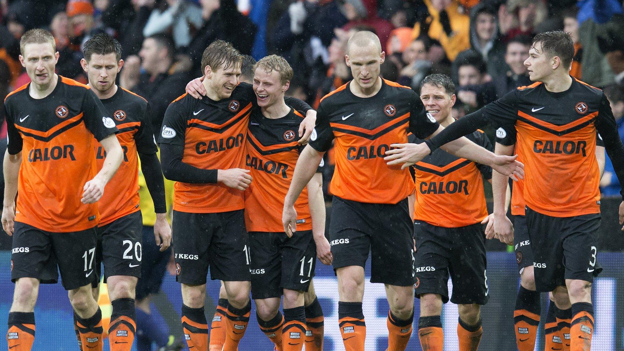 Dundee United players celebrating