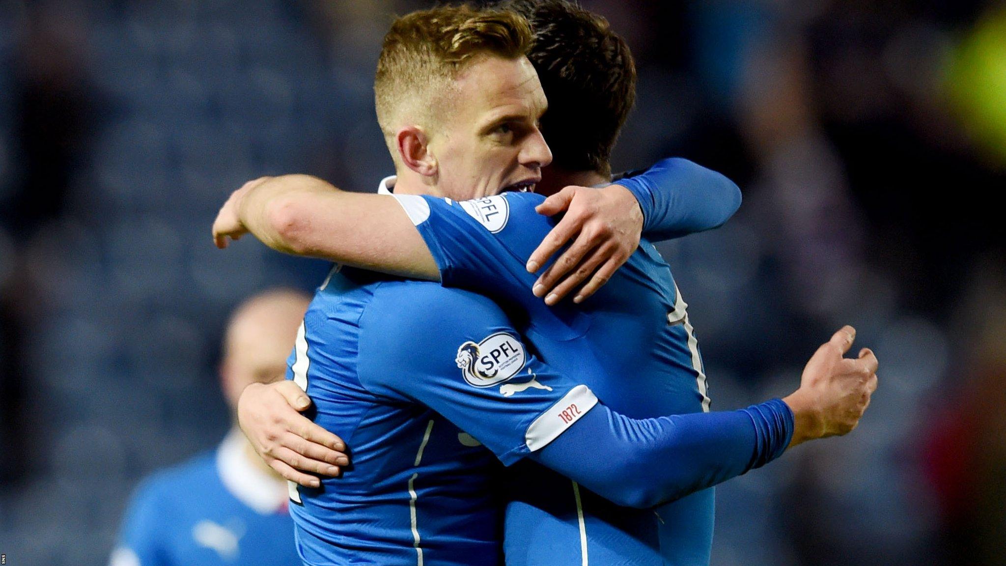 Dean Shiels and Nicky Clark celebrate