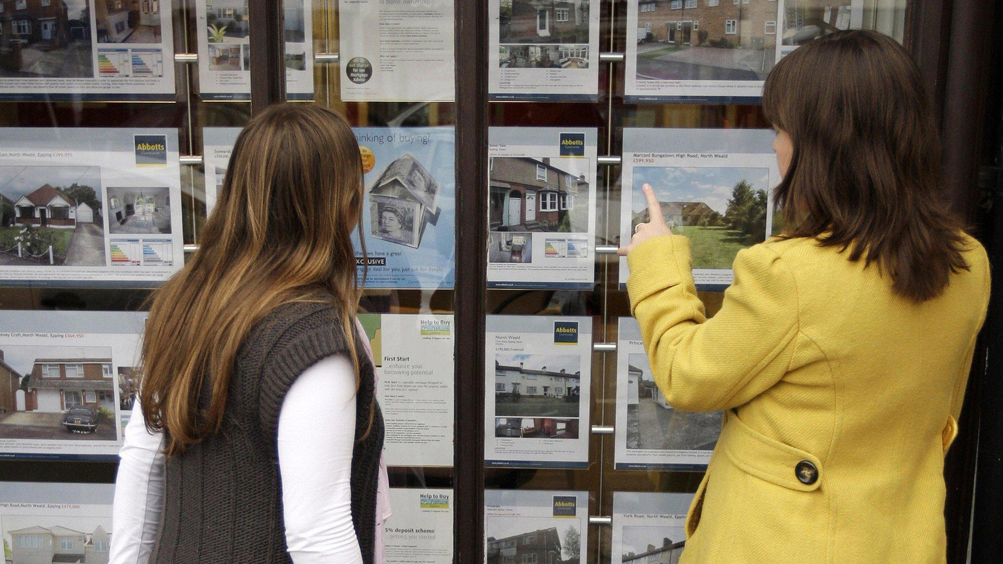 women look in estate agent window