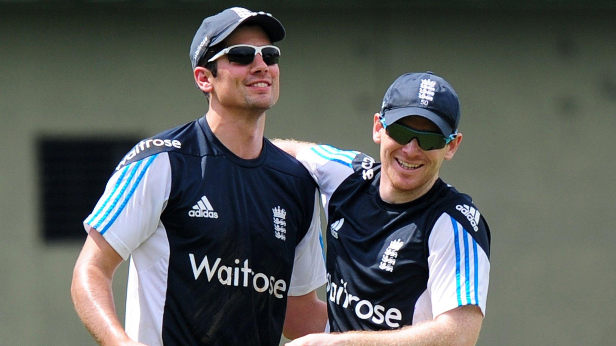 England captain Eoin Morgan (right) and predecessor Alastair Cook