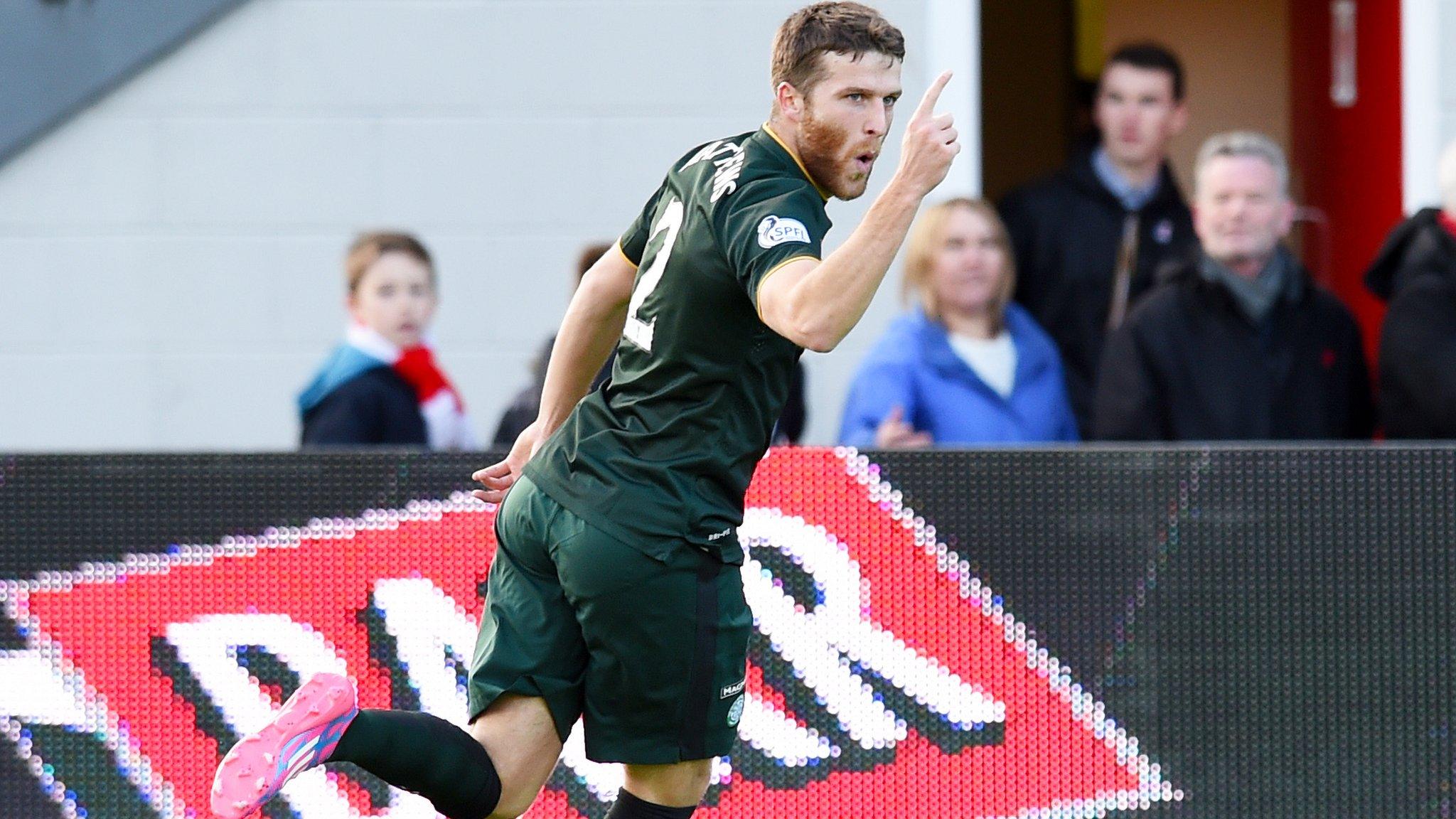 Adam Matthews celebrates after scoring for Celtic against Hamilton Academical