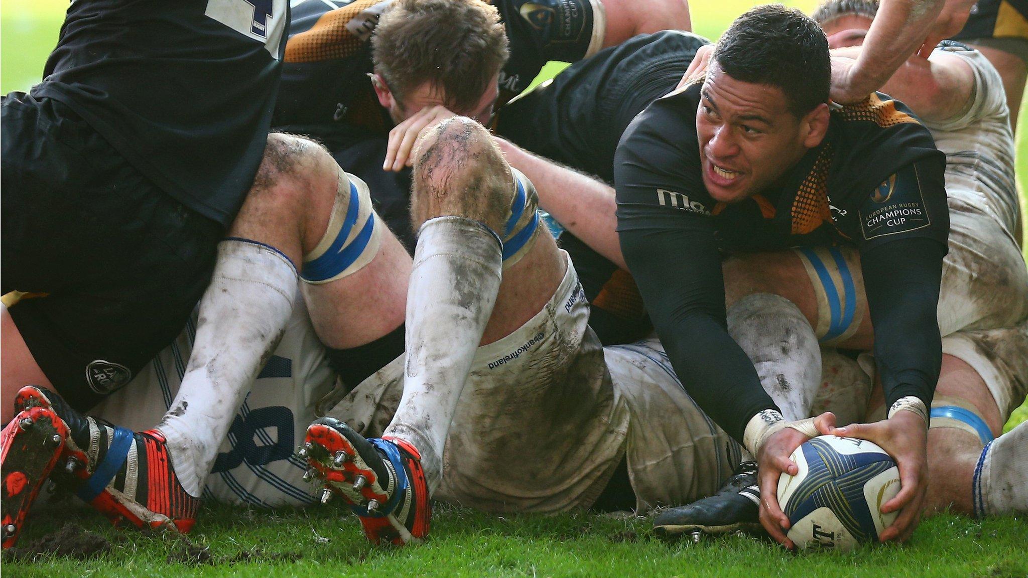 Nathan Hughes scores Wasps' second try against Leinster