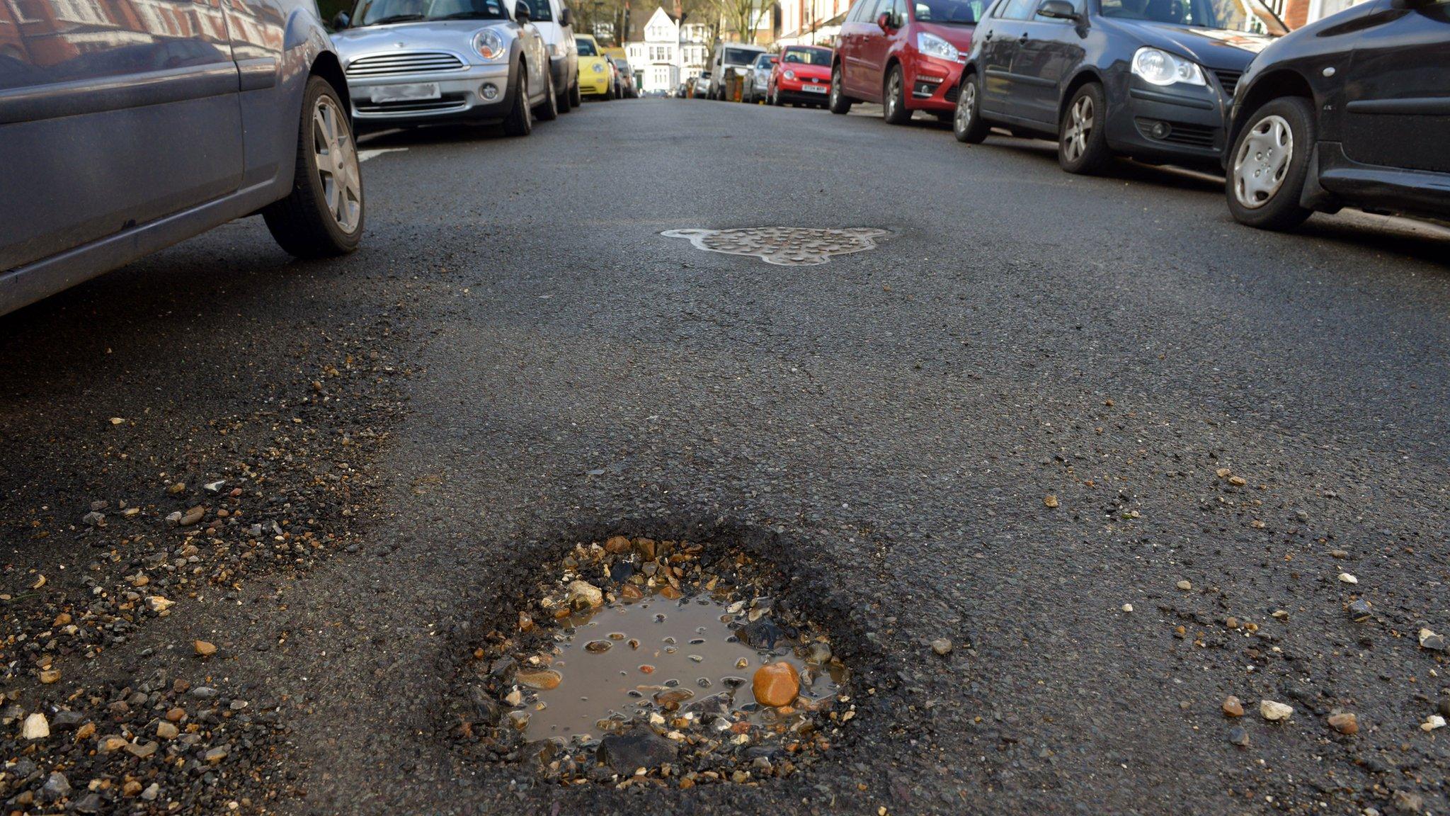 Pothole in London street