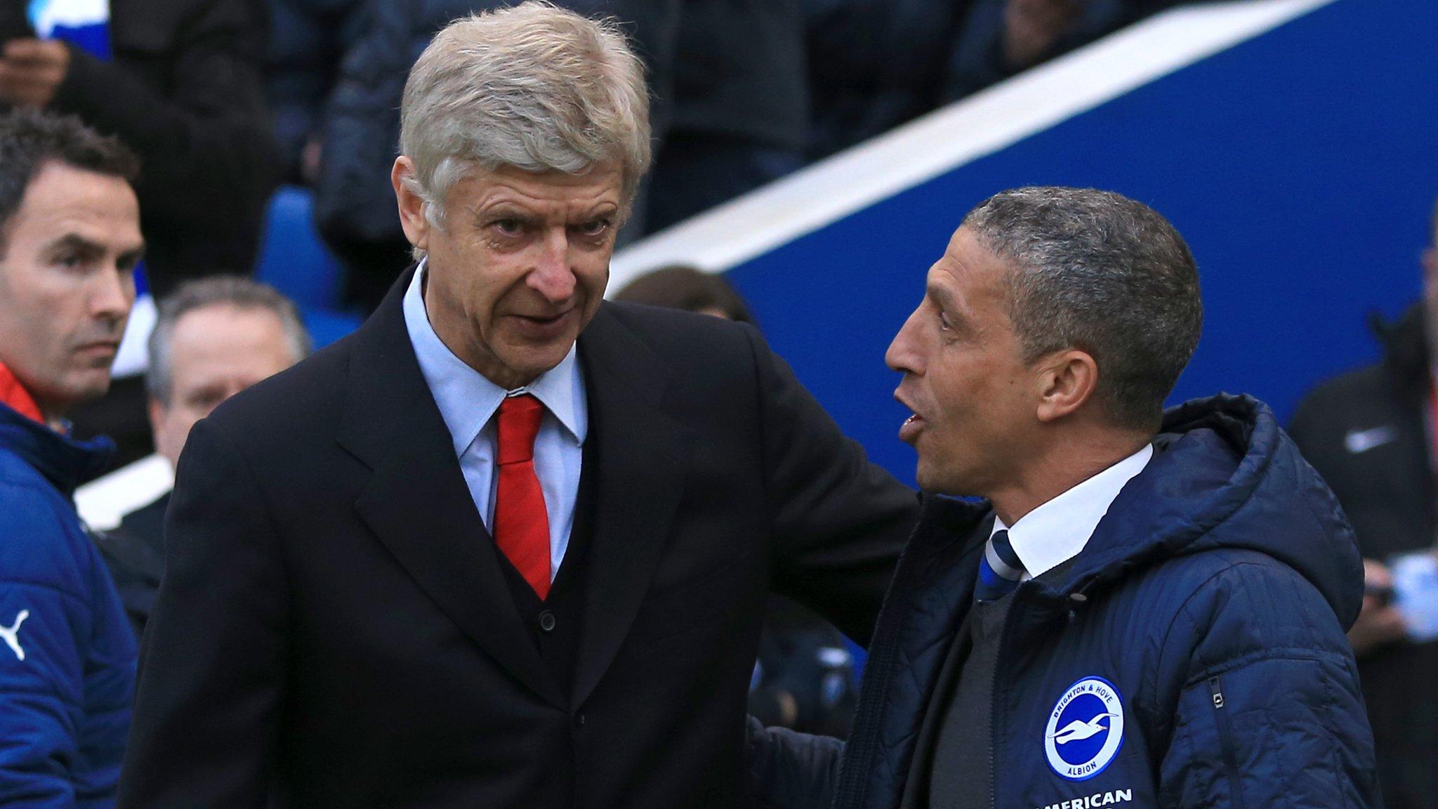 Arsenal manager Arsene Wenger (left) and Brighton manger Chris Hughton