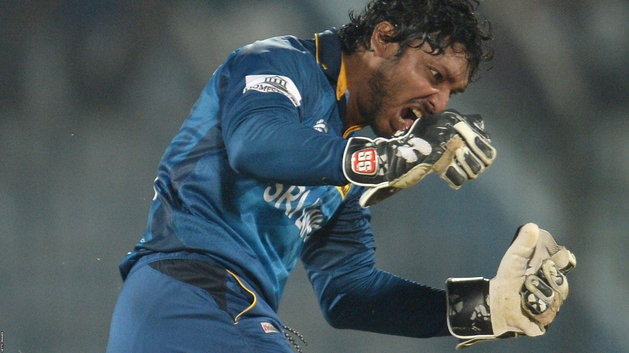 Kumar Sangakkara celebrates