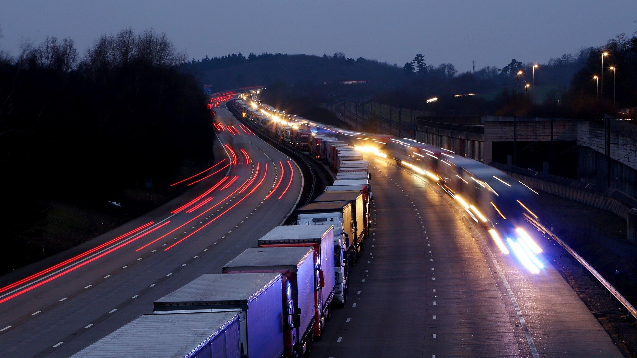 Operation Stack on the M20 near Maidstone in Kent