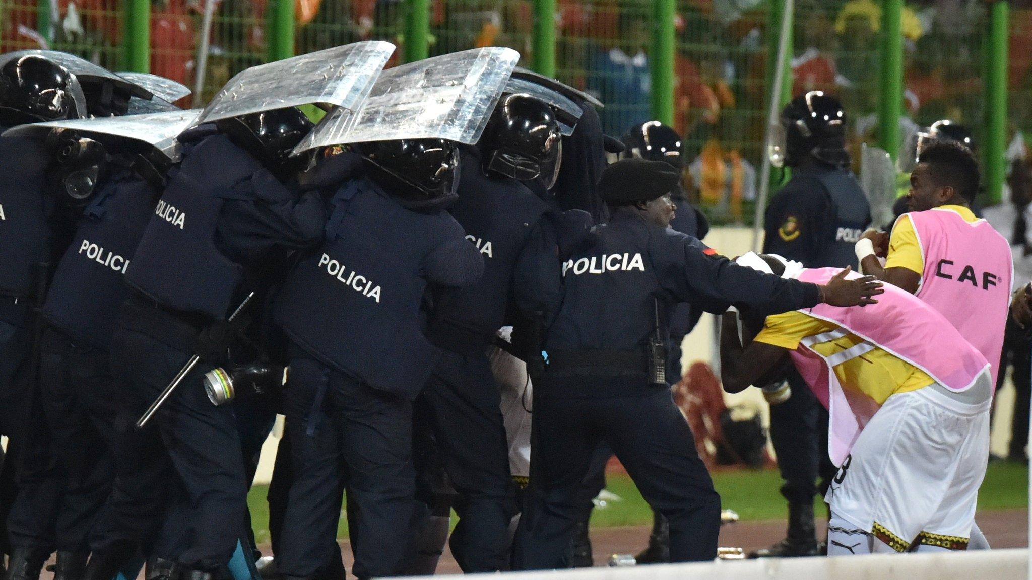 Riot police at Ghana v Equatorial Guinea