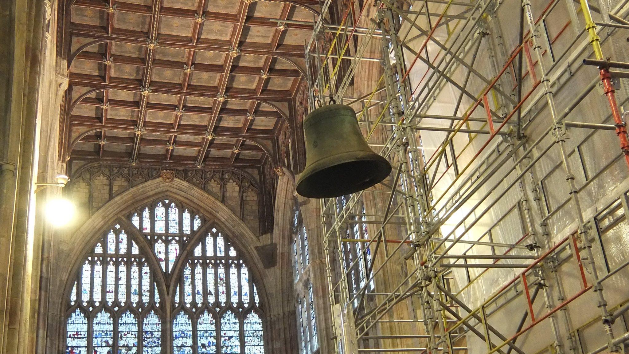 Great Malvern Priory bells being moved