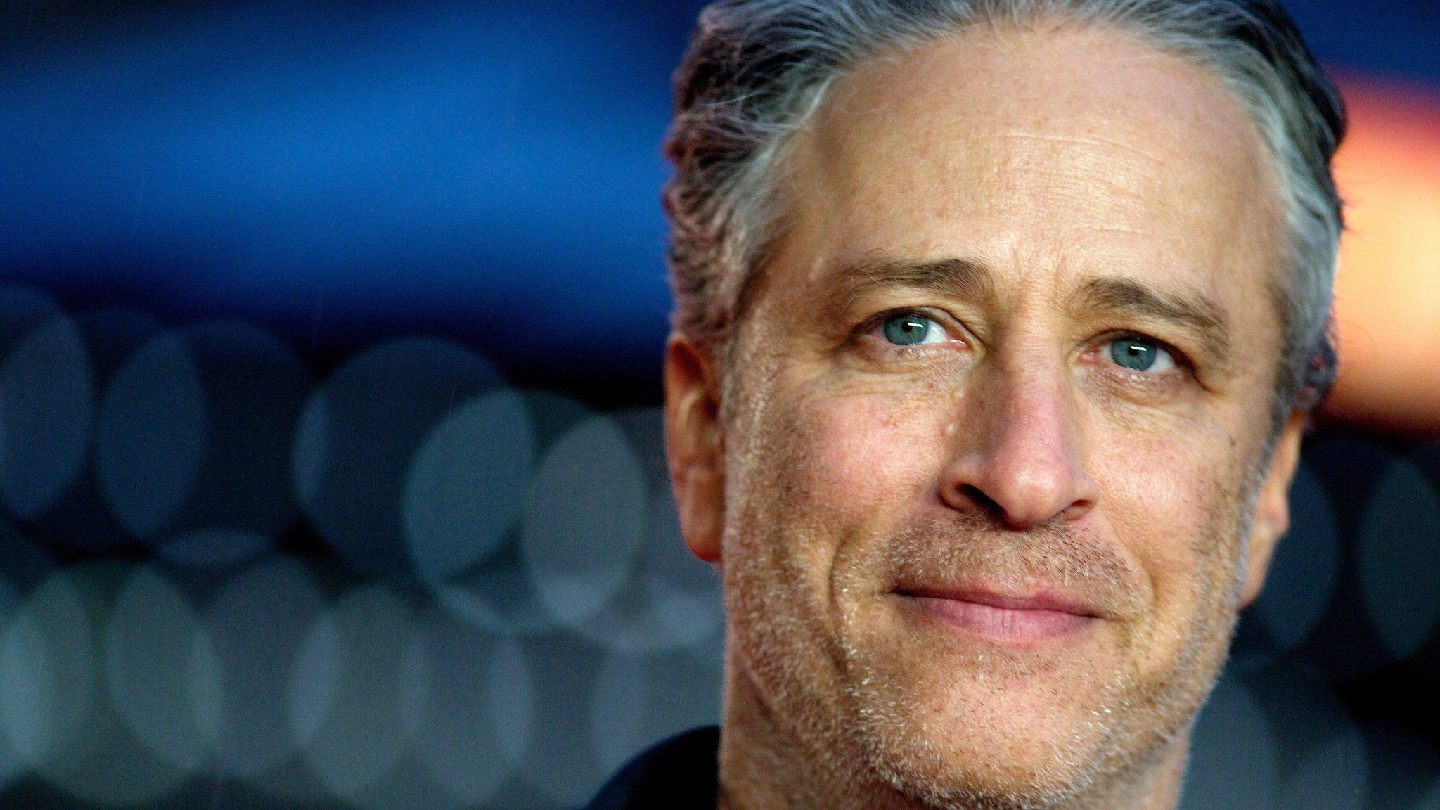 A file picture dated 12 October 2014 shows US political satirist, writer, producer and director Jon Stewart arriving for the premiere of "Rosewater" at the 58th BFI London Film Festival, in London, Britain