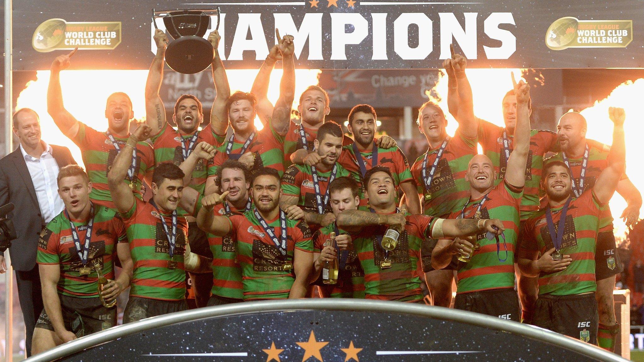 South Sydney Rabbitohs celebrate their World Club Challenge win over St Helens