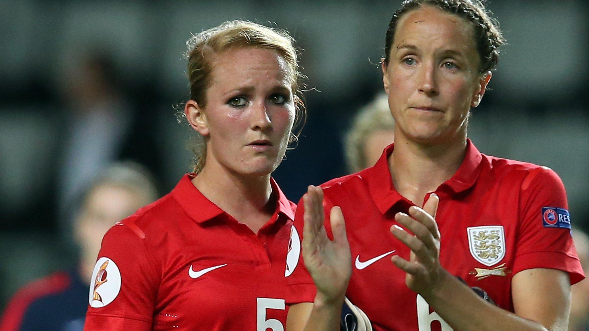 Casey Stoney, right, of England and Arsenal