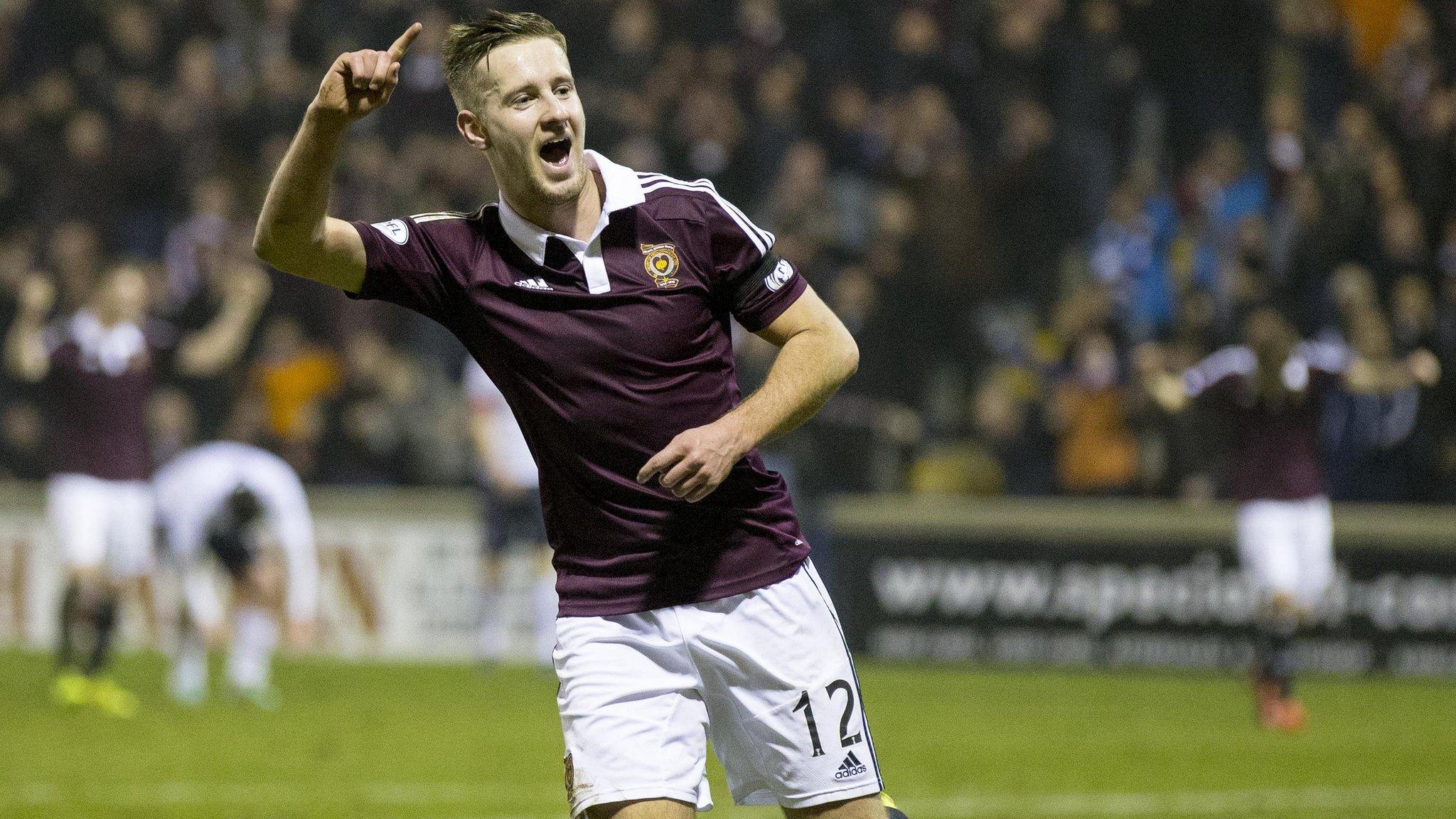 Hearts forward Billy King celebrates