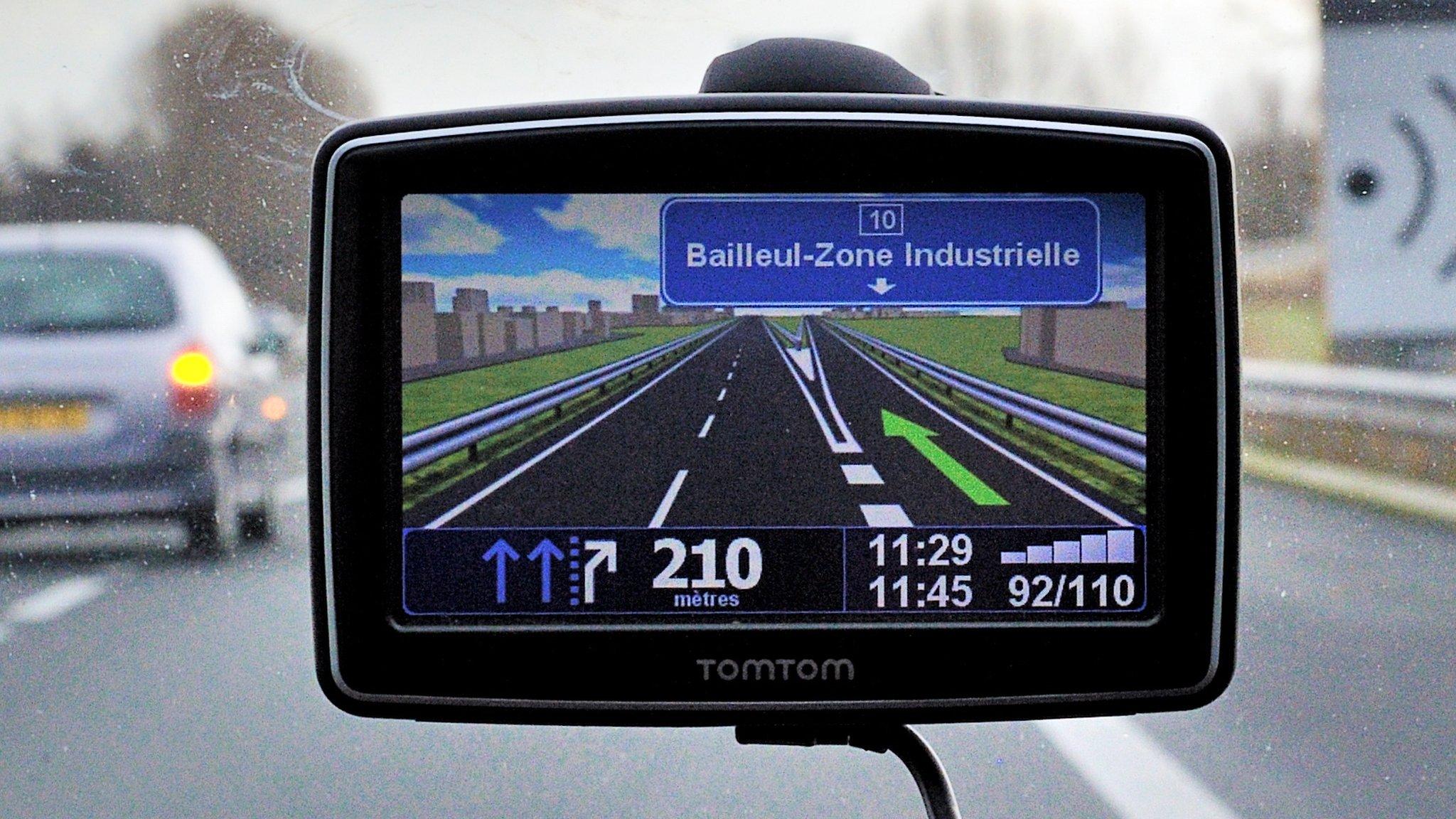 satnav on car windscreen