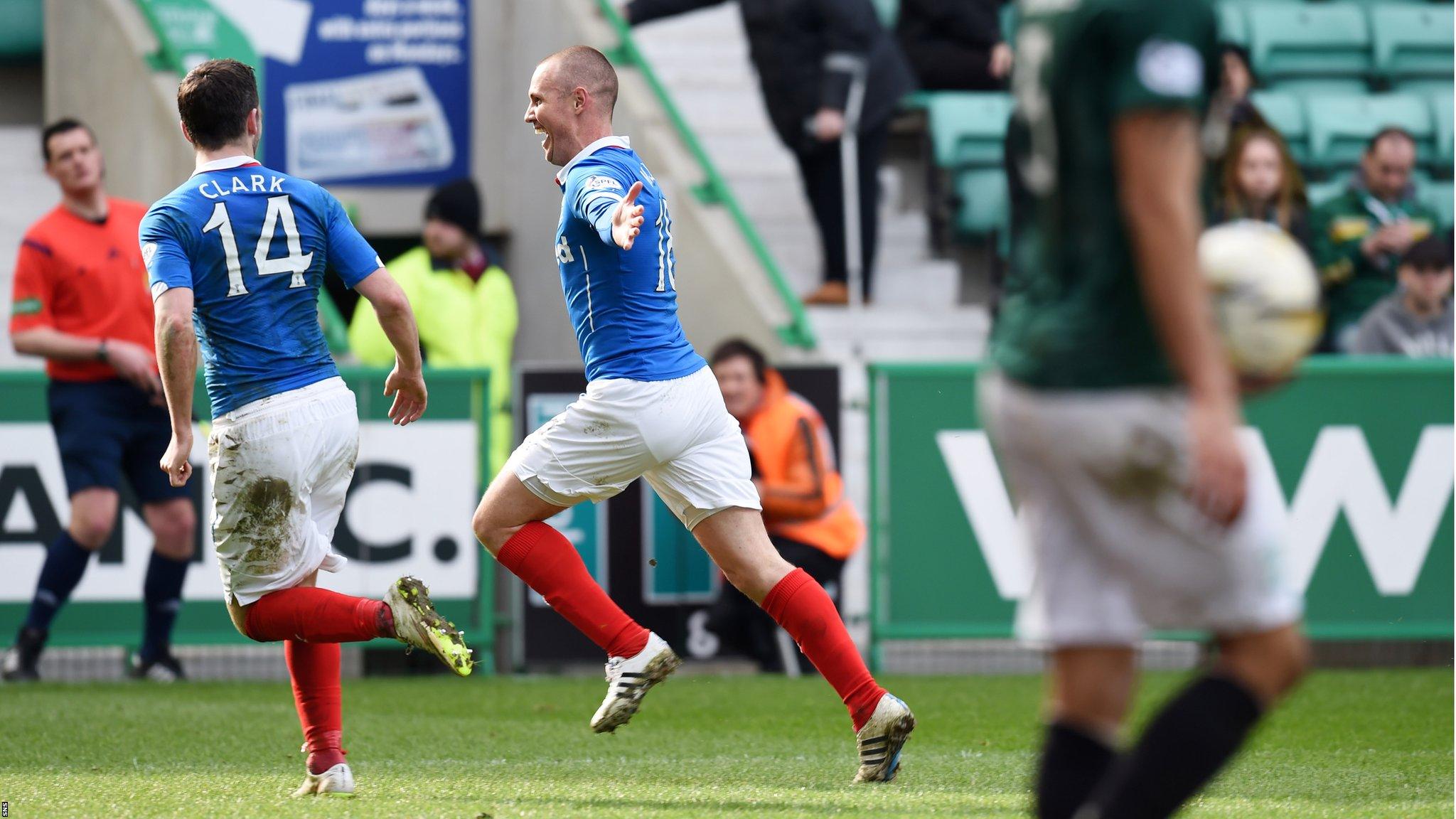 Miller celebrates his goal