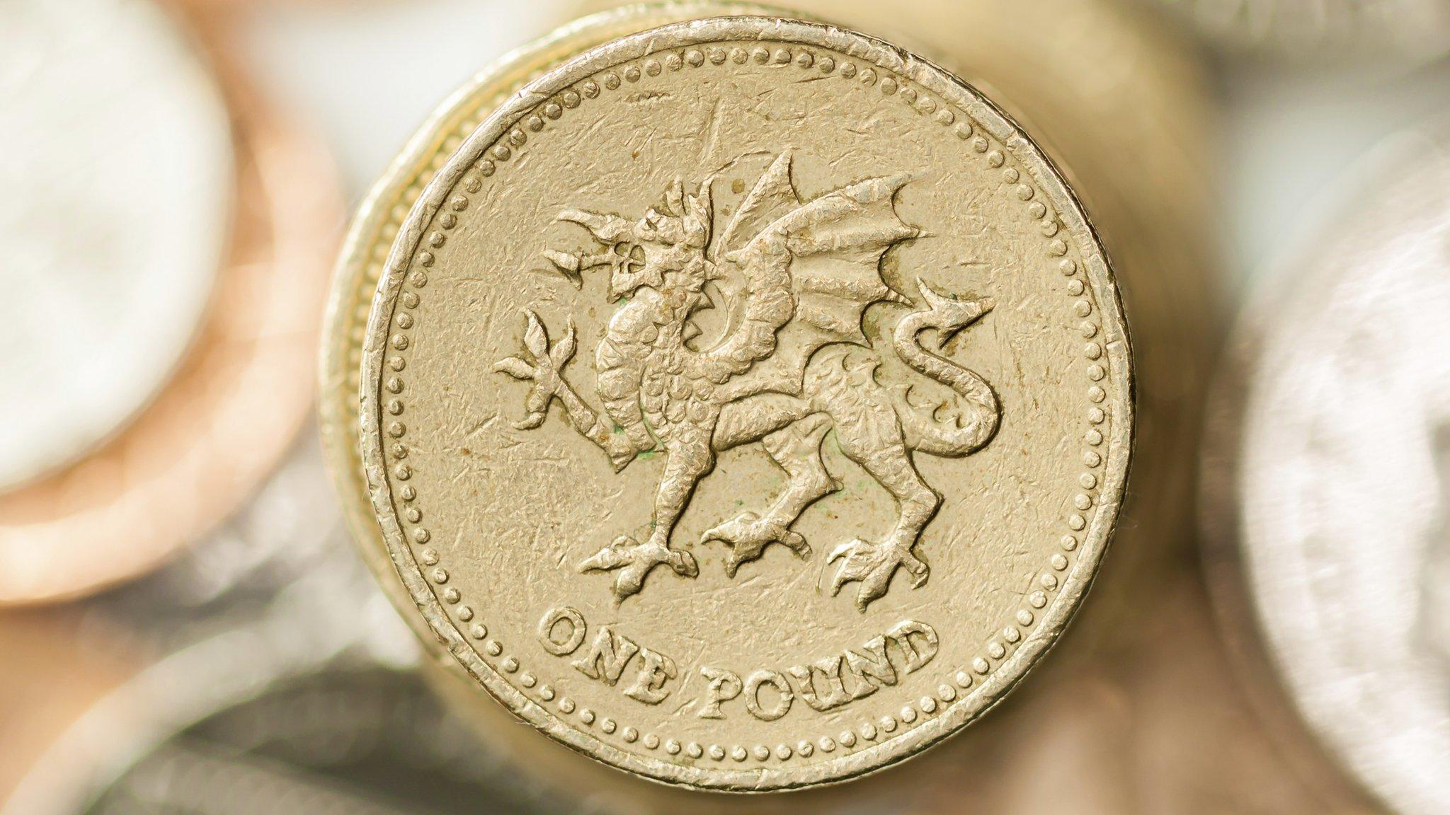 Pound coin featuring Welsh dragon