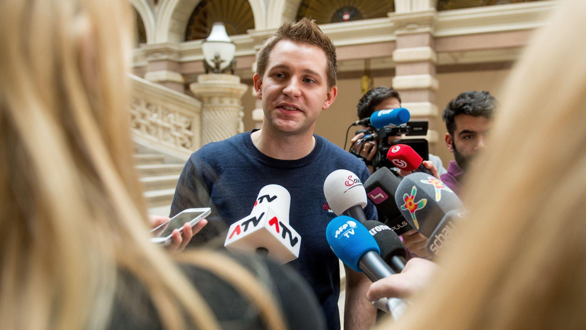 Max Schrems at court in Vienna on 9 April 2015