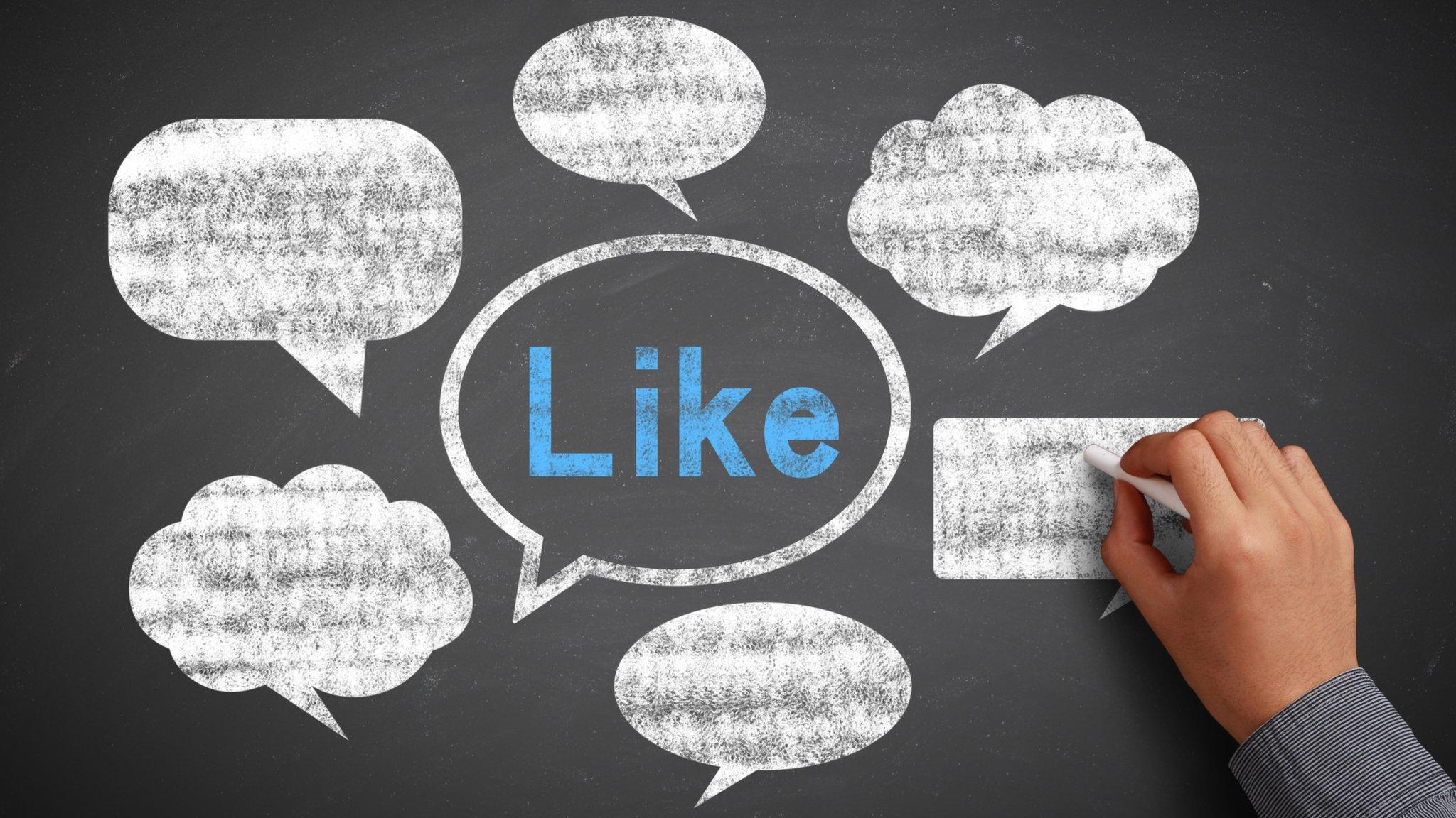 An image of speech bubbles with the word 'Like' in the middle