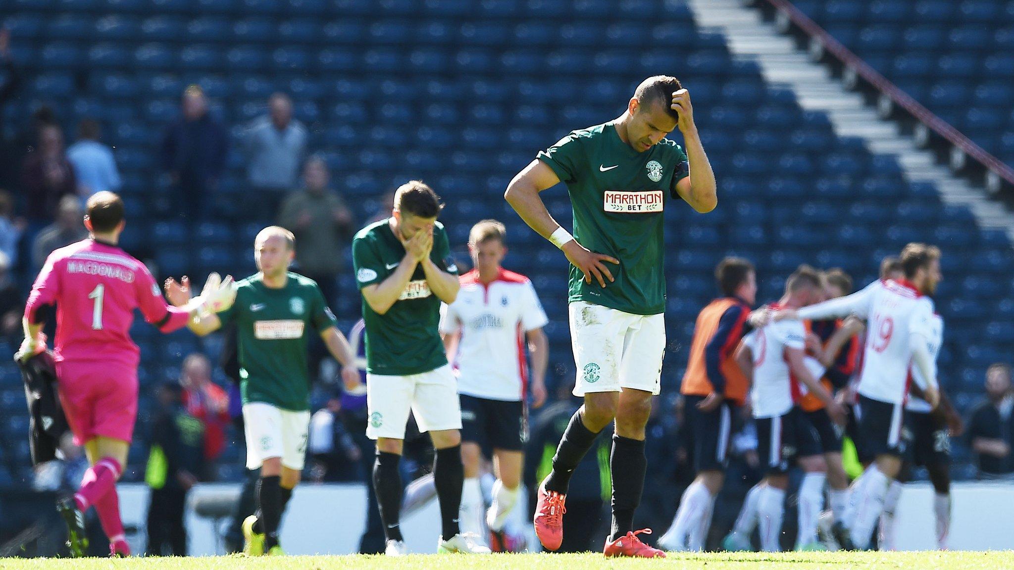 Hibernian and Falkirk players