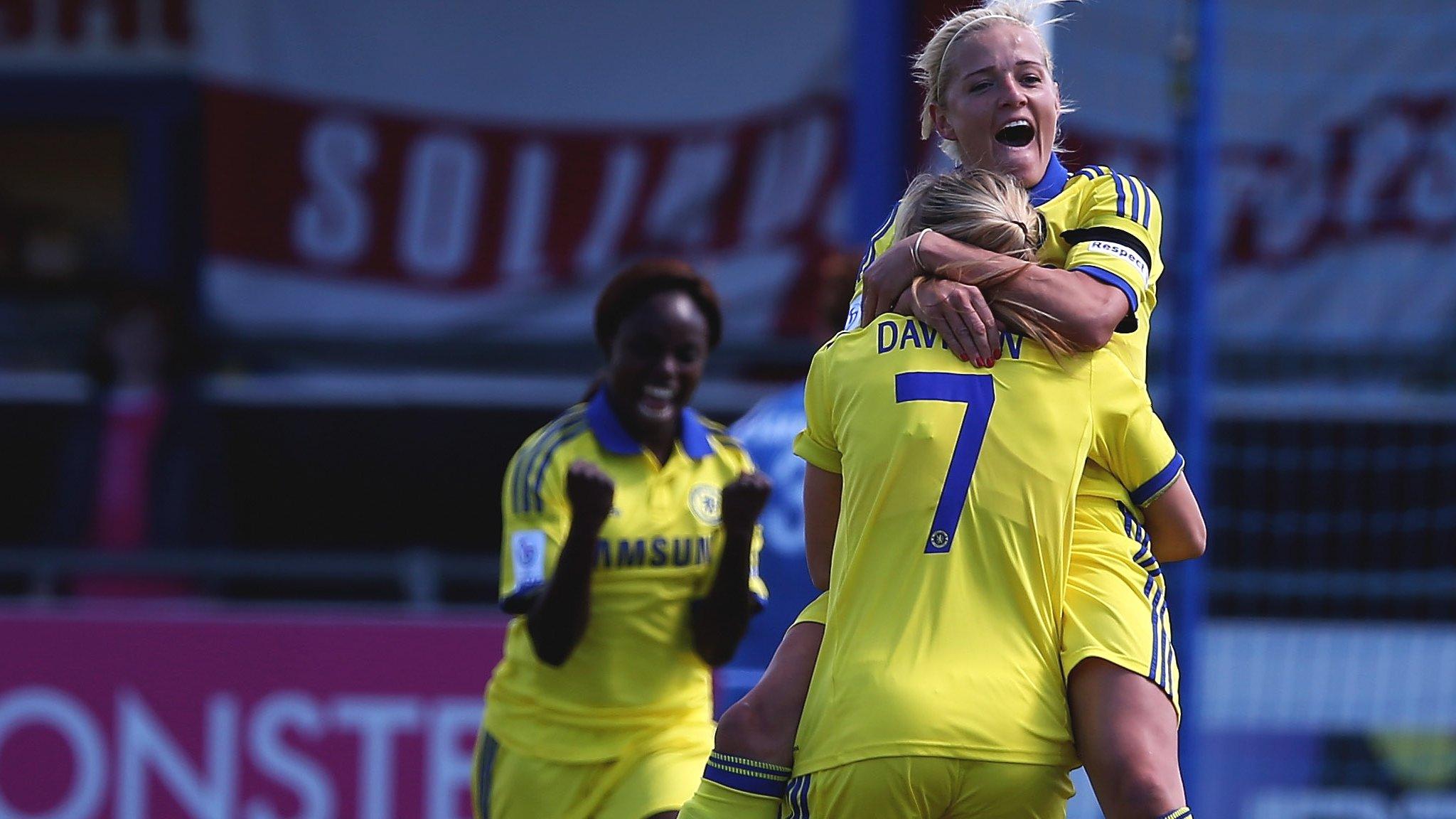 Katie Chapman celebrates her goal against Birmingham City