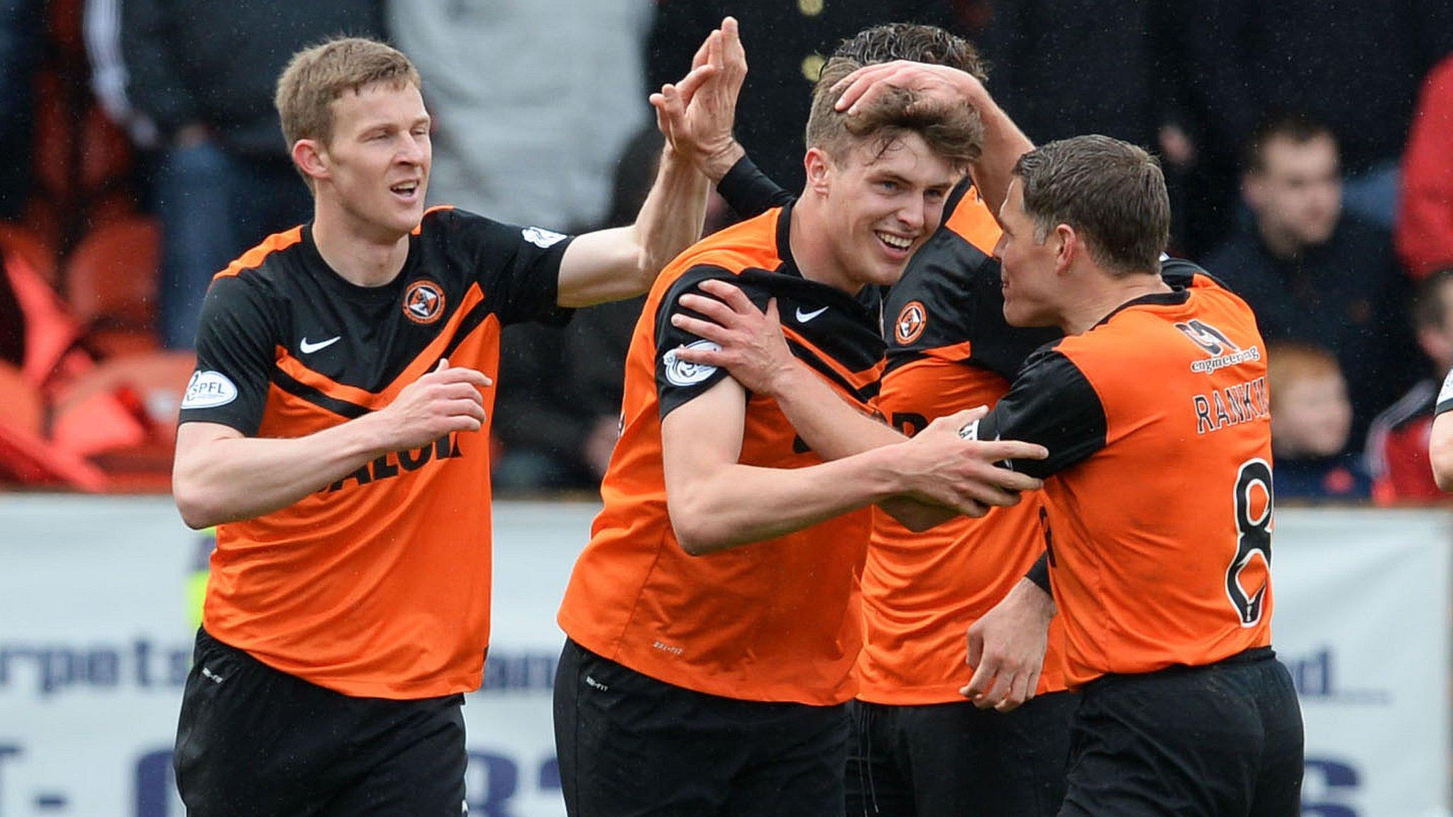 Dundee United players celebrating