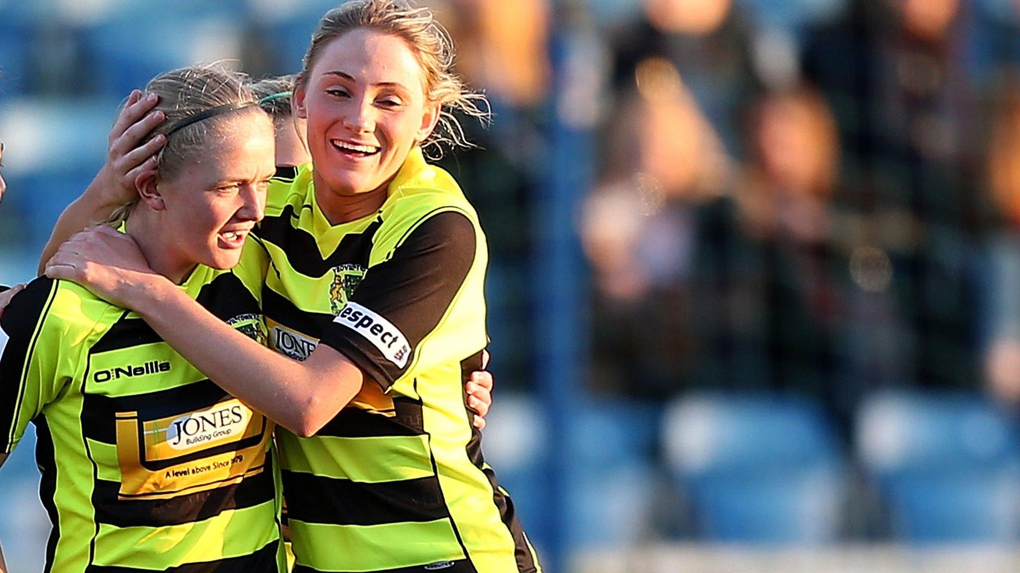 Yeovil Town Ladies celebrate goal against Reading