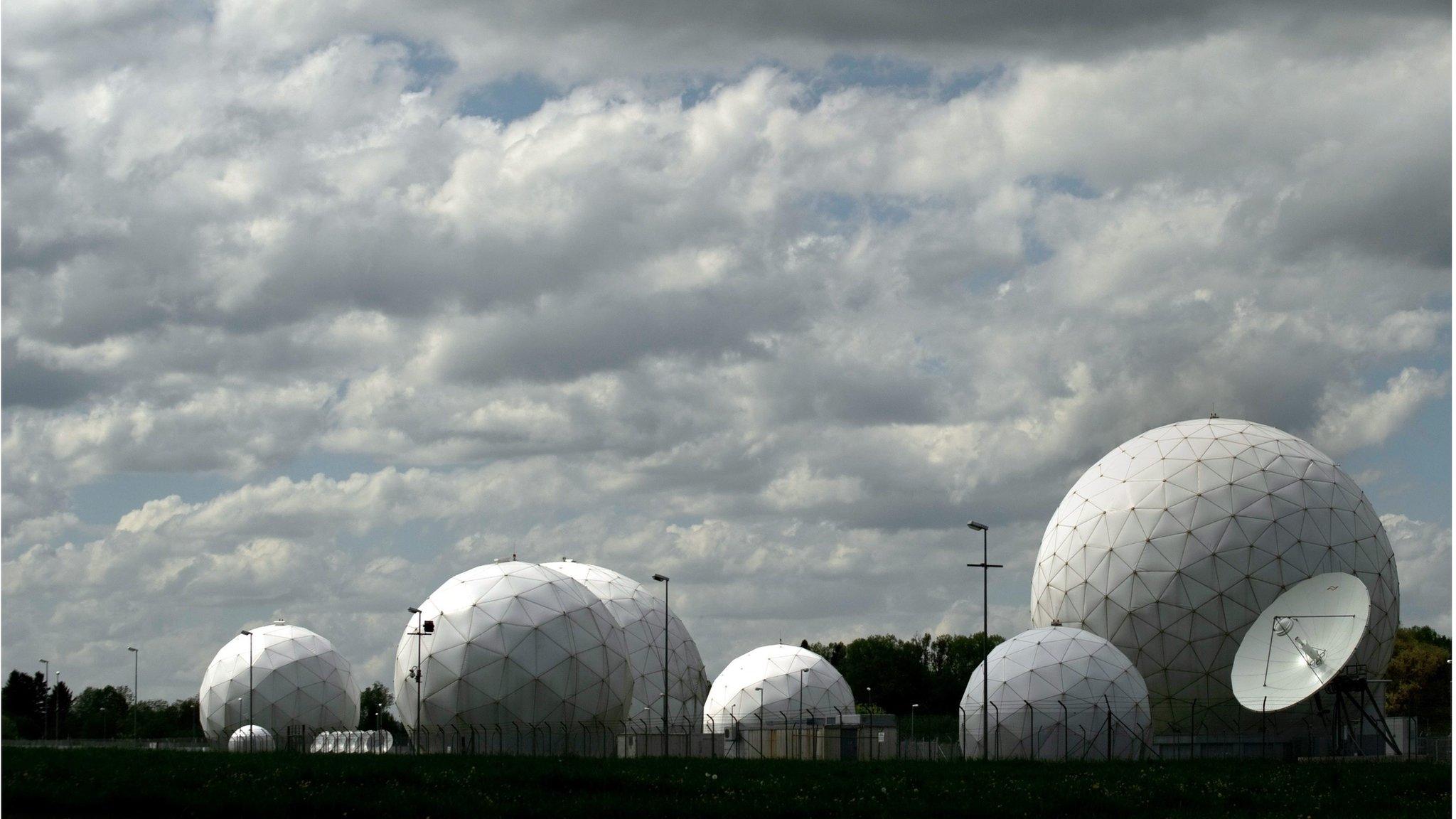 Radar domes are located on the premises of a communications intercept station of German intelligence agency BND in Bad Aibling, Germany (7 May 2015)