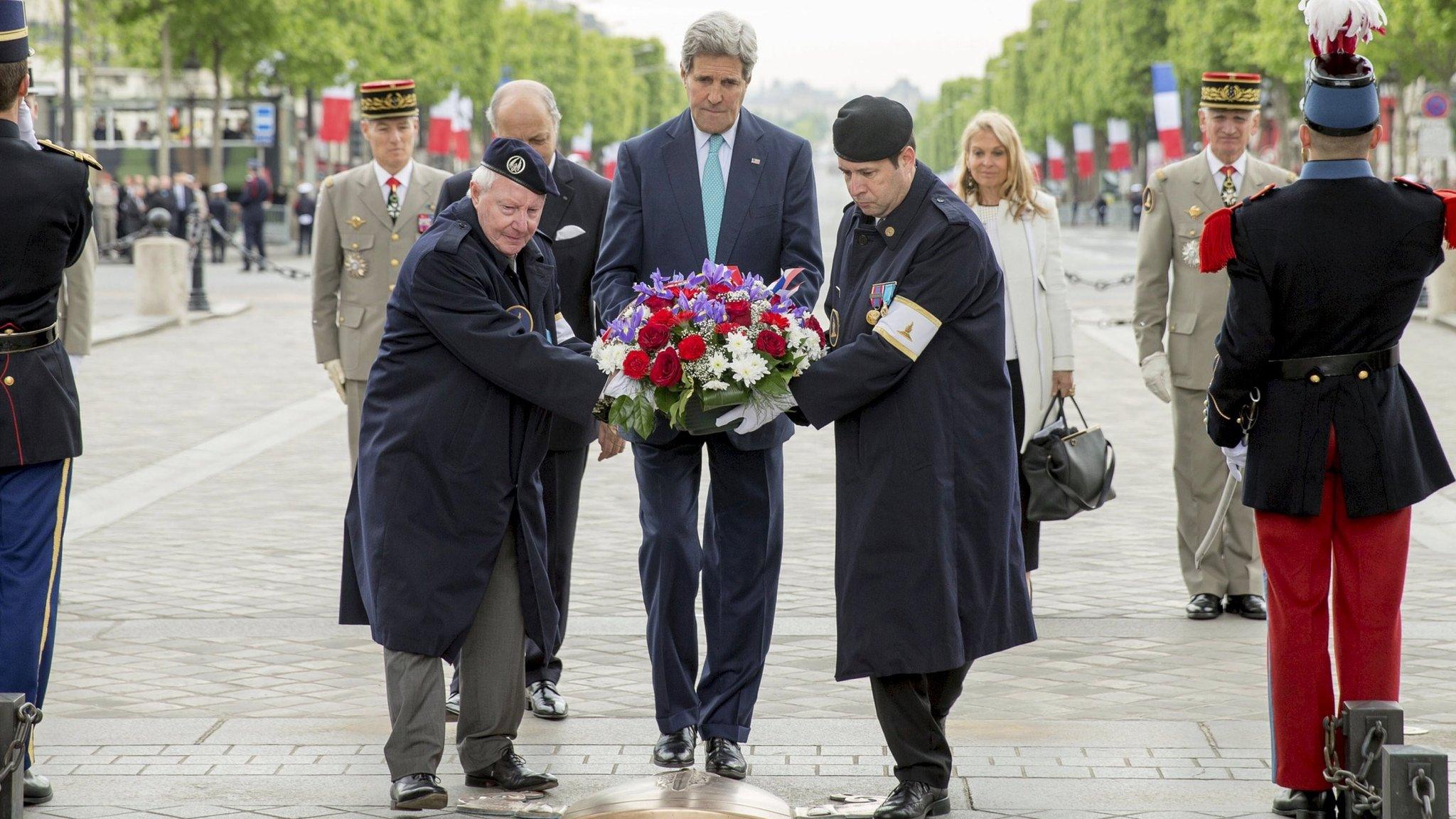 John Kerry at VE Day ceremony in Paris on 8 May 2015