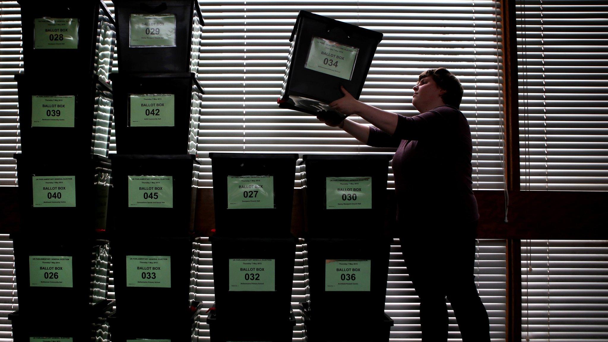 Ballot boxes stacked up ahead of 2015 general election