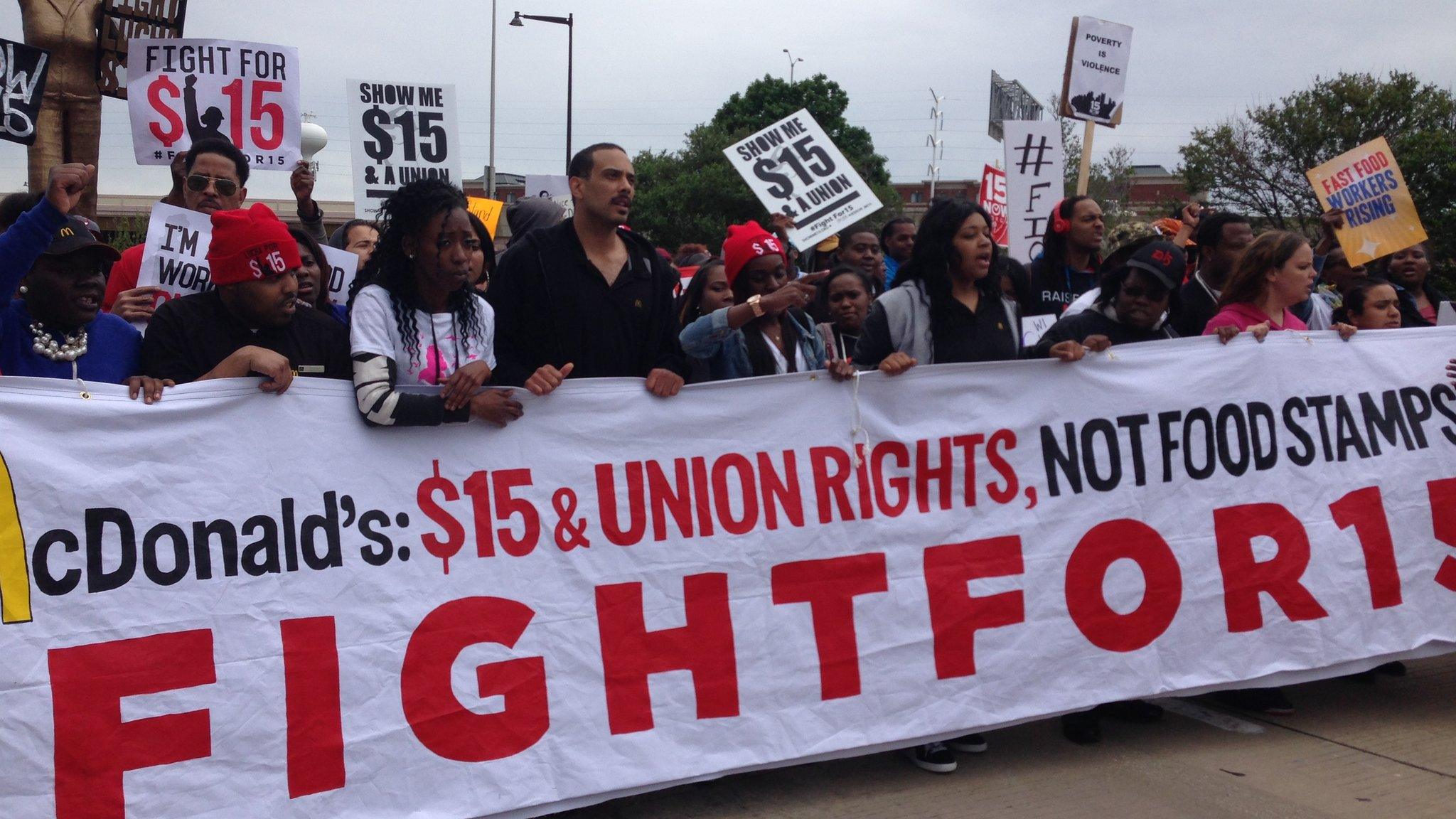 Protesters at Oak Brook, Illinois, 20 May 2015