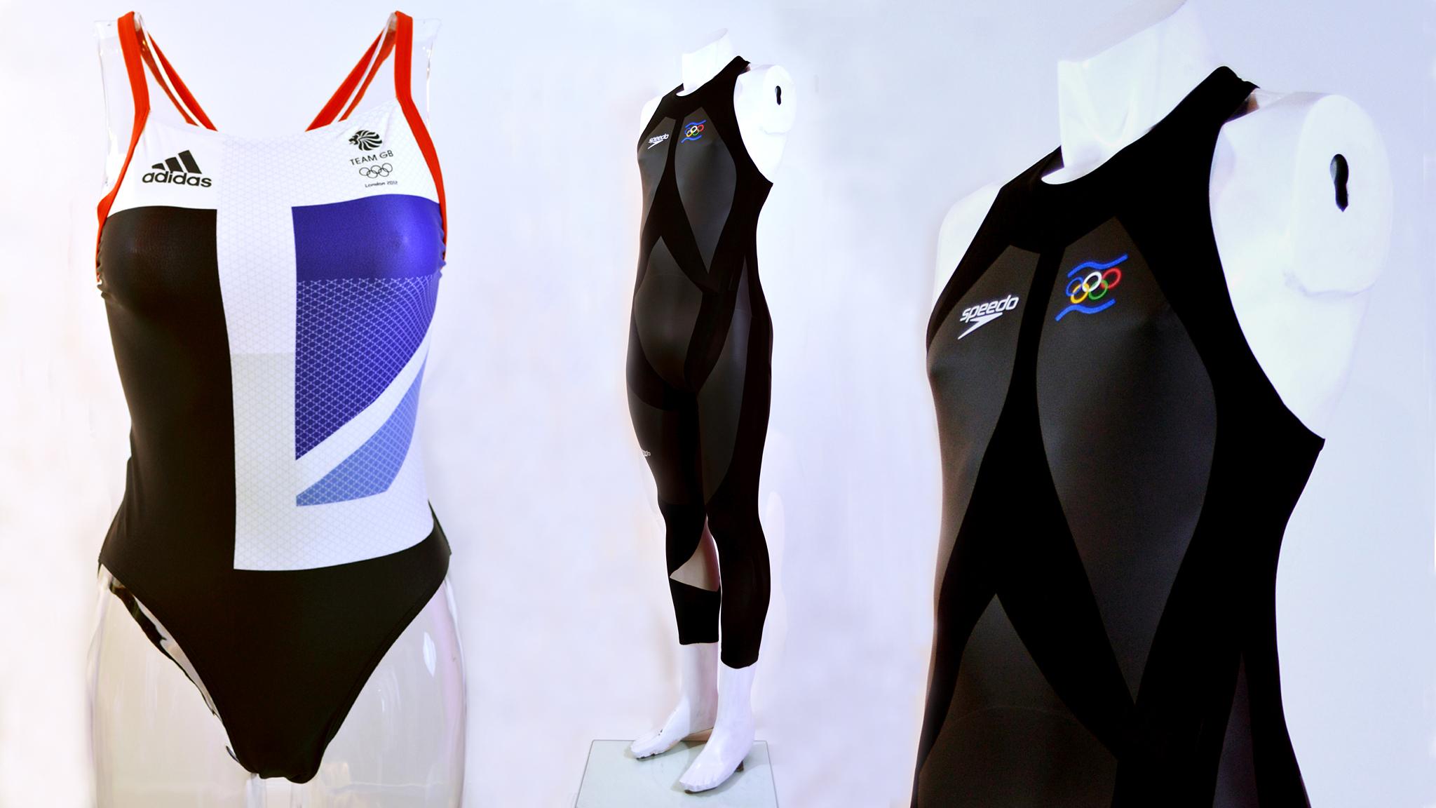 Women's Team GB Swimsuit (2012) and Men's LZR Racer suit (2008)