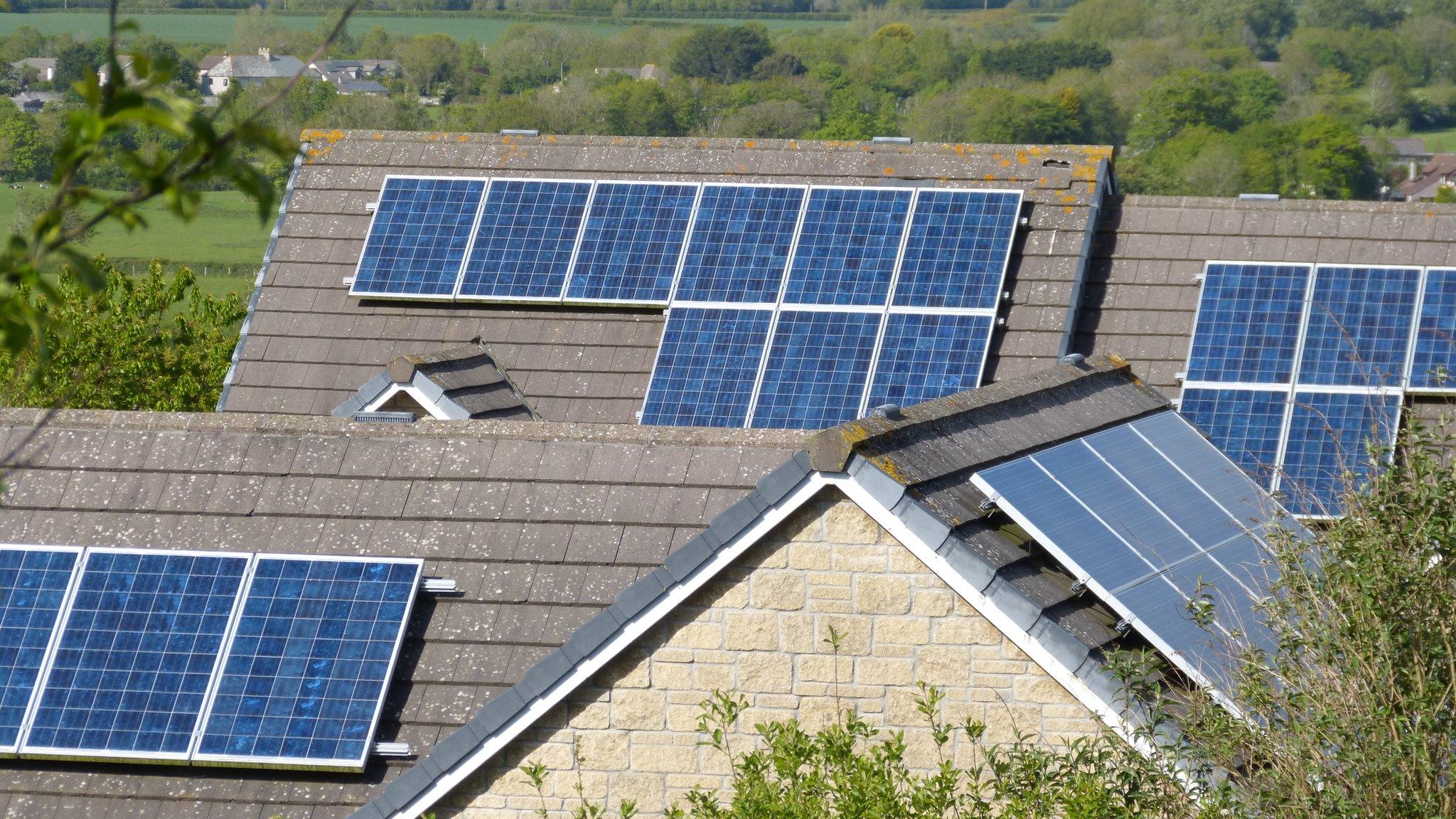 solar panels on roofs