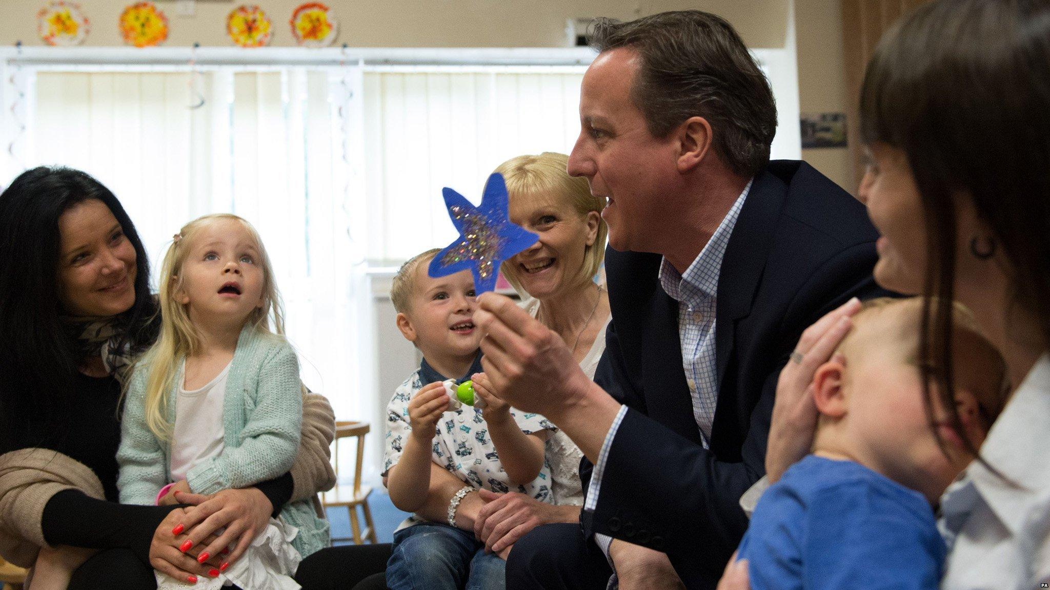 David Cameron during a pre-election campaign visit to a nursery