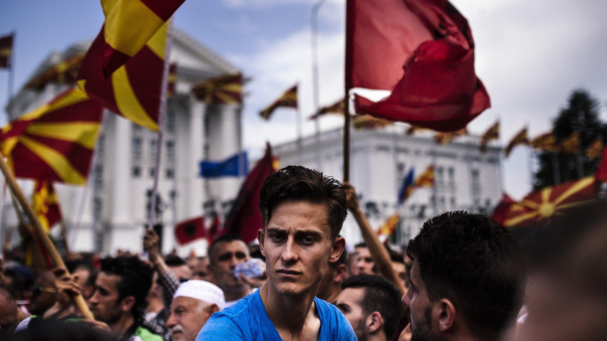 An anti-government protest in Skopje (image from 17 May)