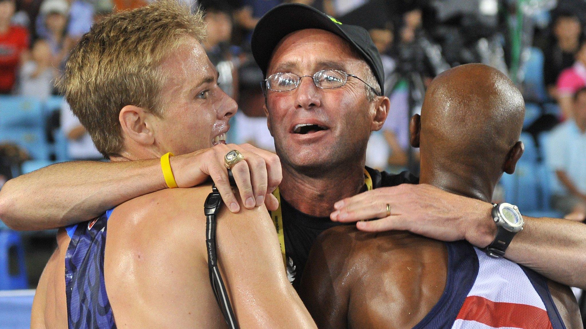 Alberto Salazar with Galen Rupp and Mo Farah