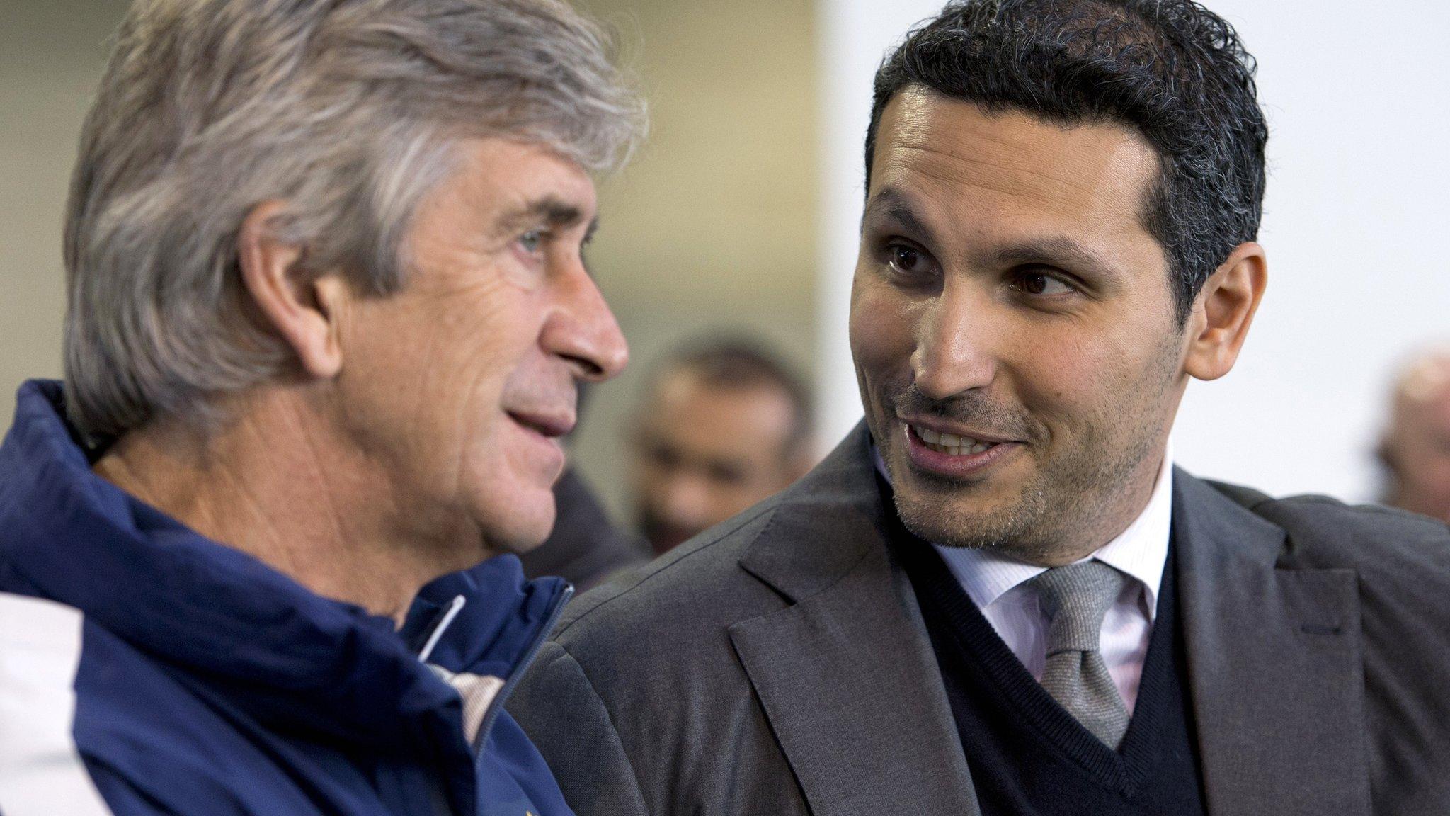 Manchester City manager Manuel Pellegrini with chairman Khaldoon Al Mubarak