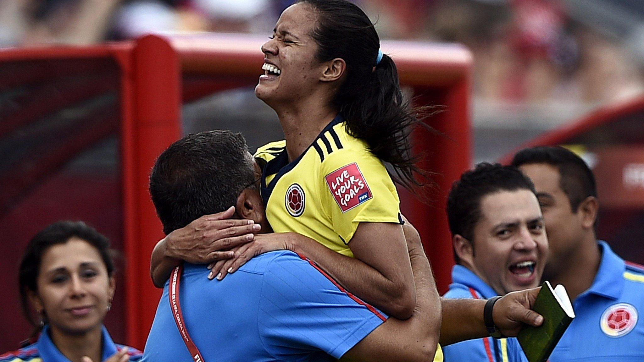 Colombia's Lady Andrade scores against France