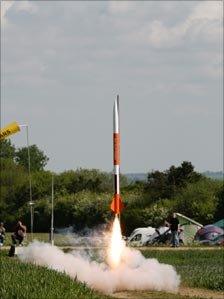 A rocket taking off