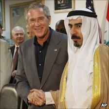 Sheikh Abdul Sattar Abu Risha (right) met US President George W Bush when he visited Iraq in September 2007